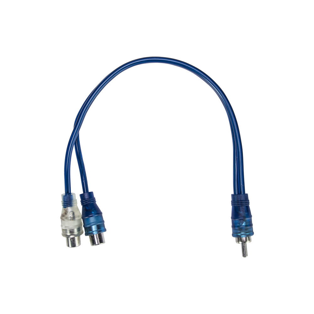 Compact End Blue RCA Cables 1 Male 2 Females 6 in - Each