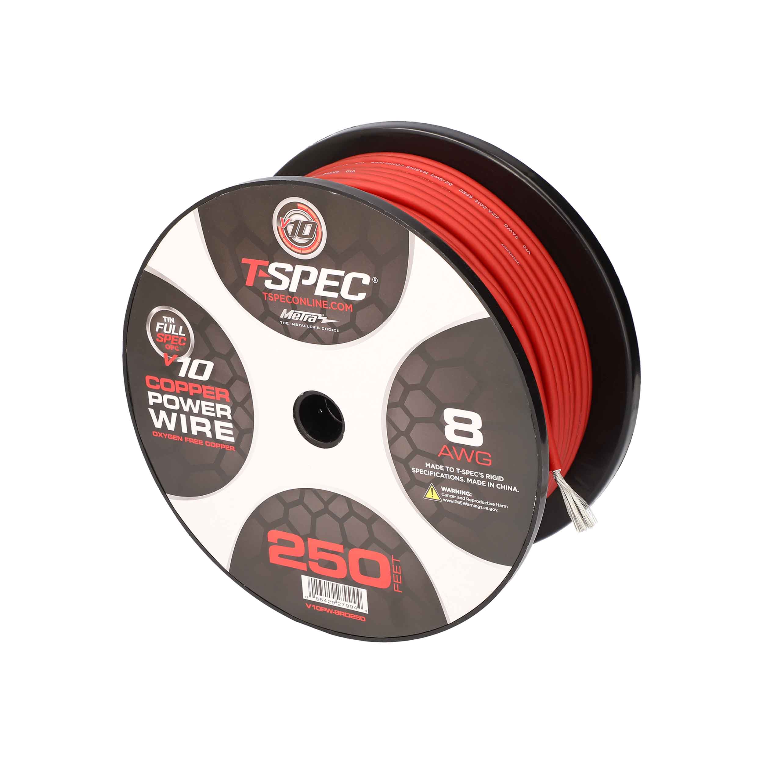 8 AWG  250FT MATTE RED OFC POWER WIRE - v10 SERIES