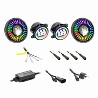 7" Chasing Projector LED Headlight & 4" Fog Light Kit with Controller