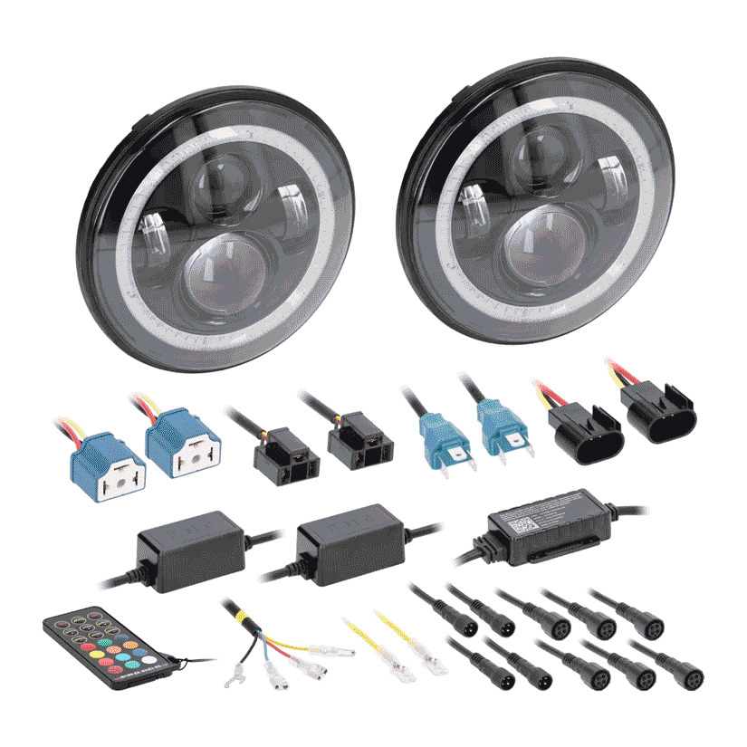 7” LED Headlights with RGB Halo - Fits Select Jeep Wrangler