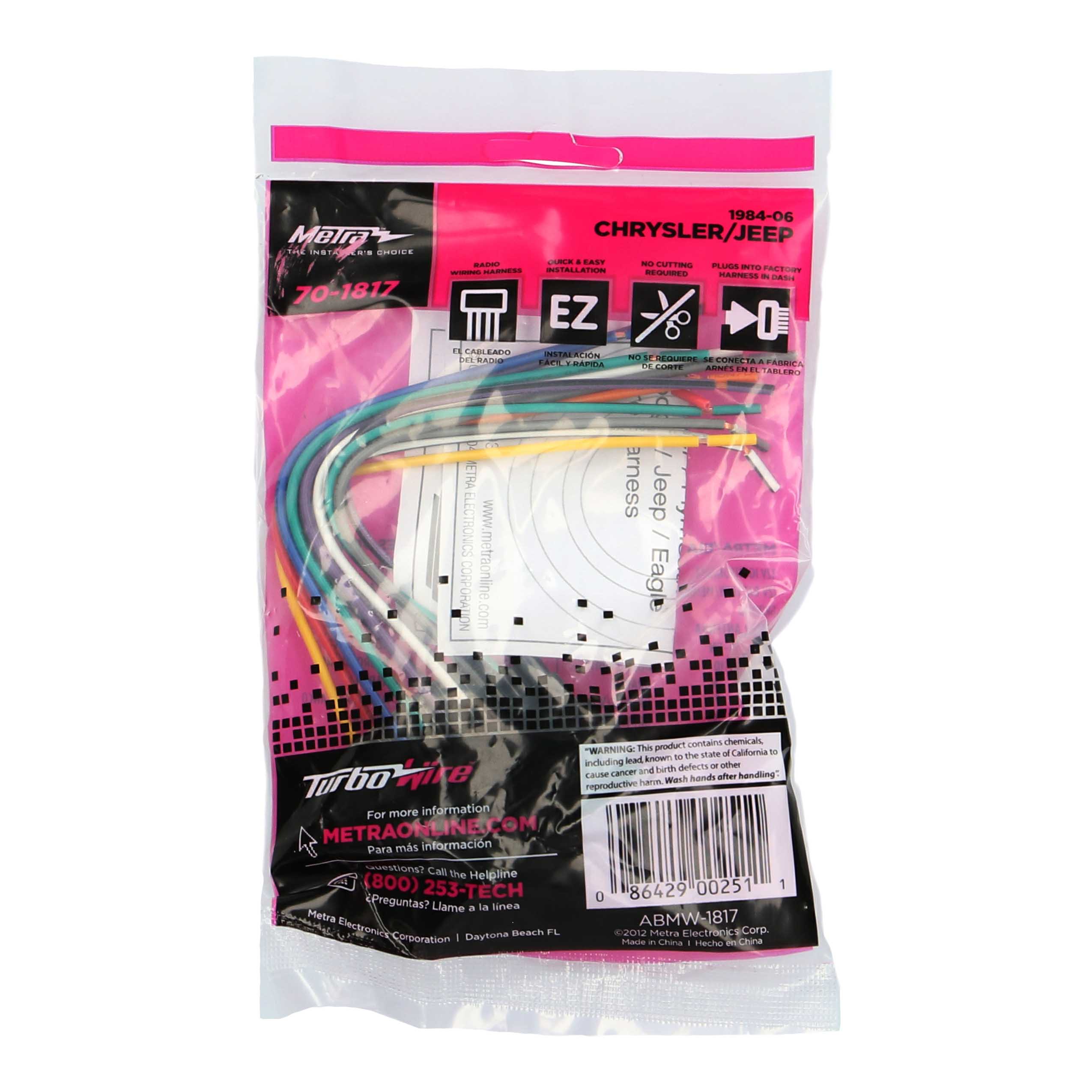 Radio Replacement Harness - Fits Chrysler / Dodge / Eagle / Jeep / Plymouth 1984-2006