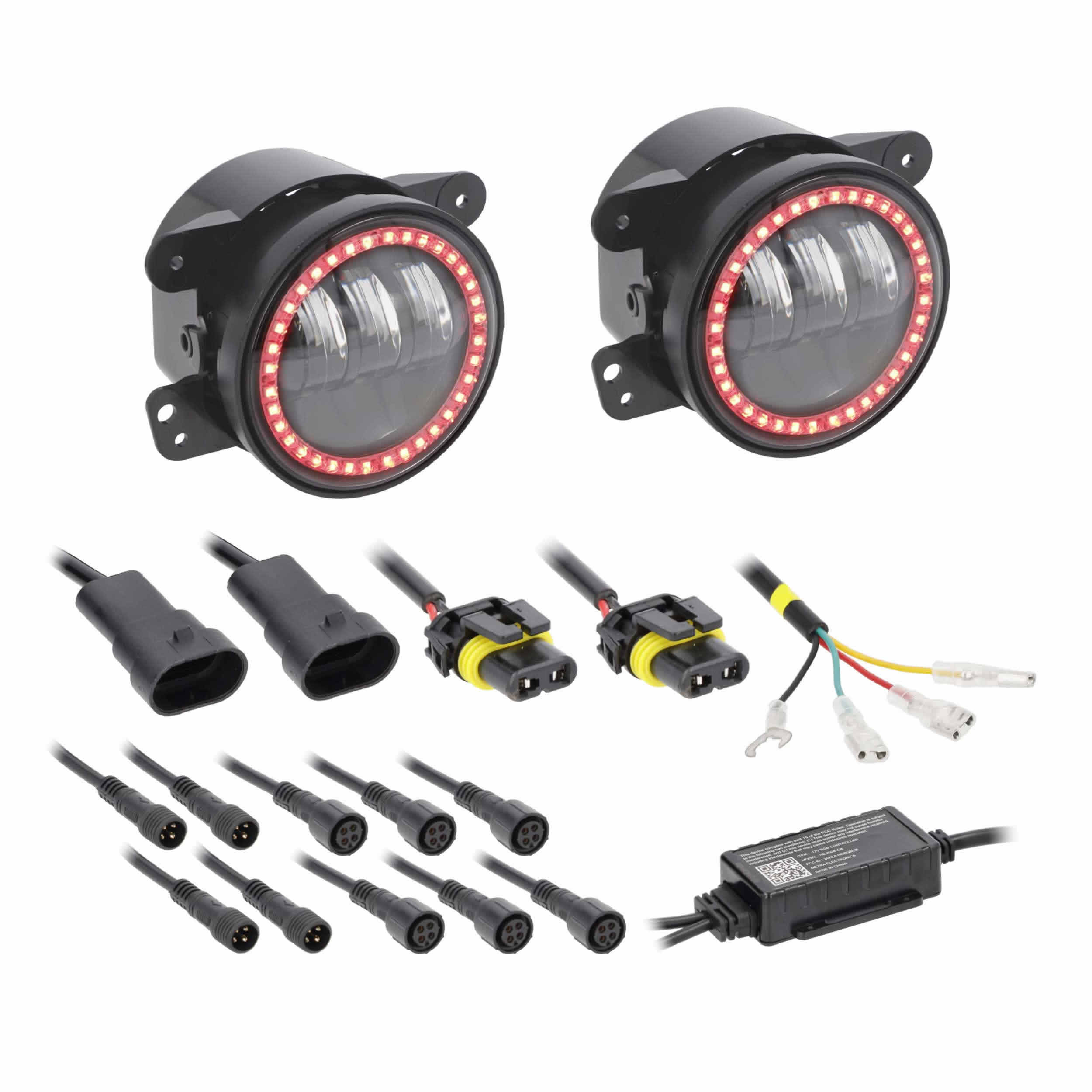 4" LED Fog Lights with RGB Halo - Fits Select Jeep® Wrangler