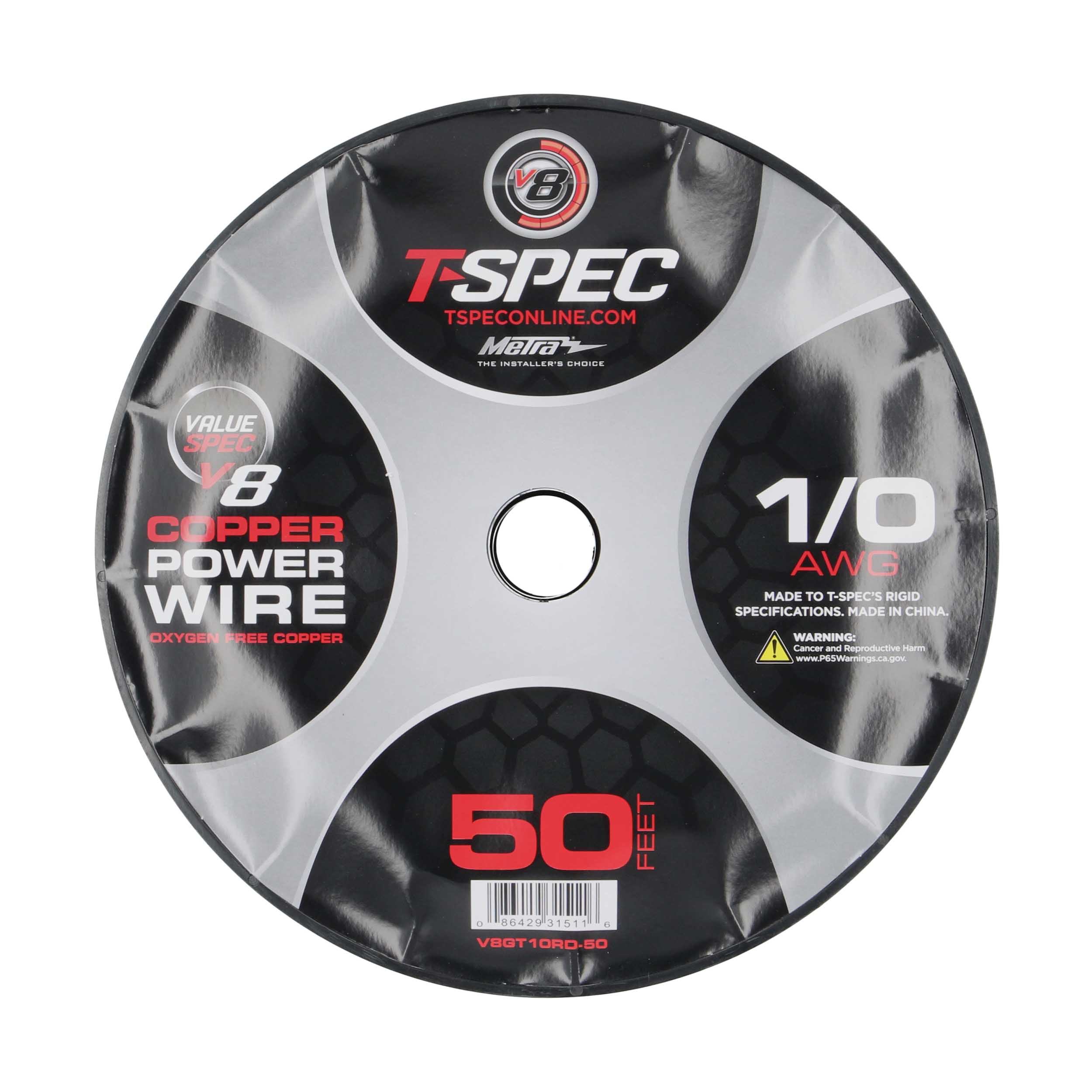 V8GT Series 1/0 AWG OFC Power Wire | 50 ft. | Red