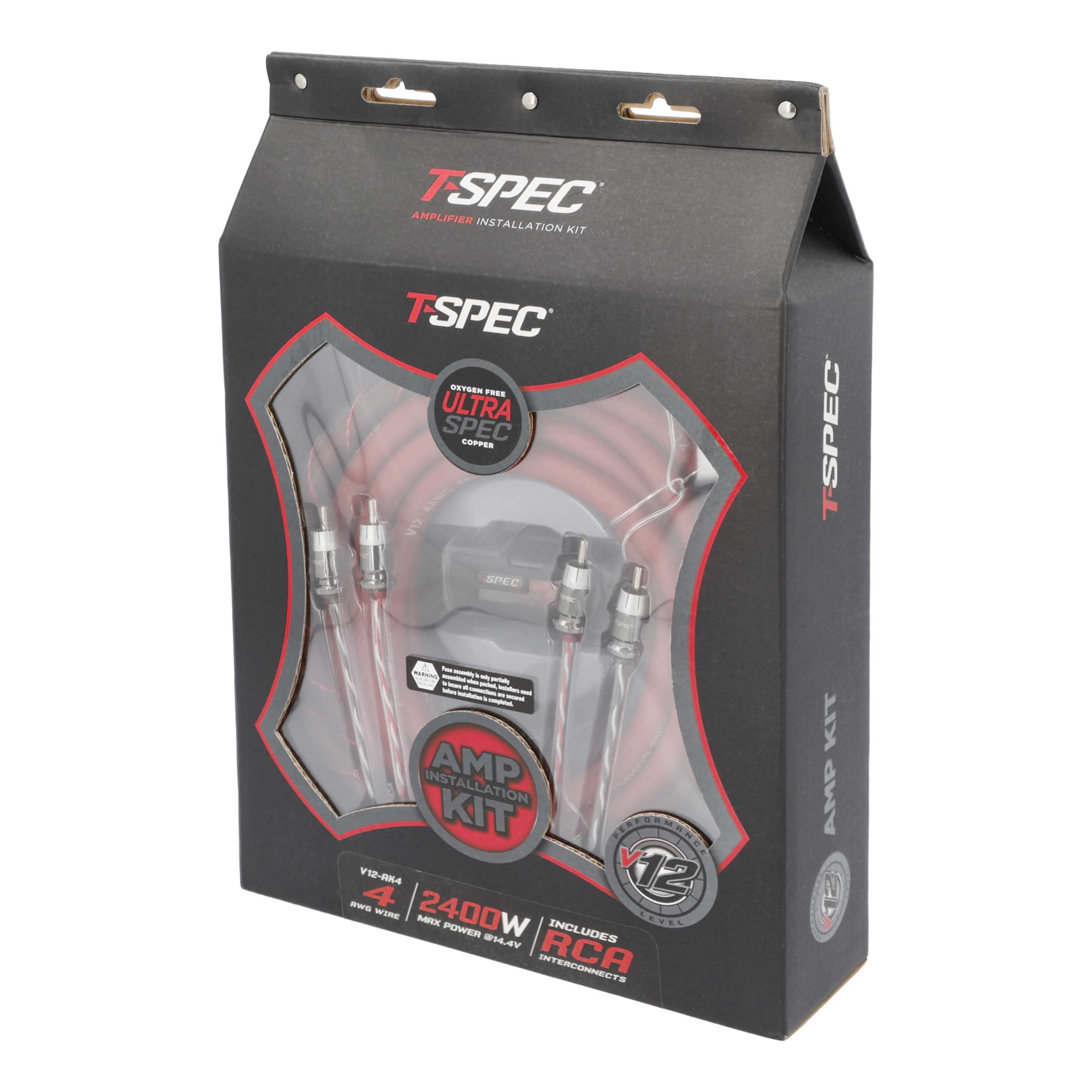 v12 4 AWG Amp Kit - 2400 W with RCA Cable