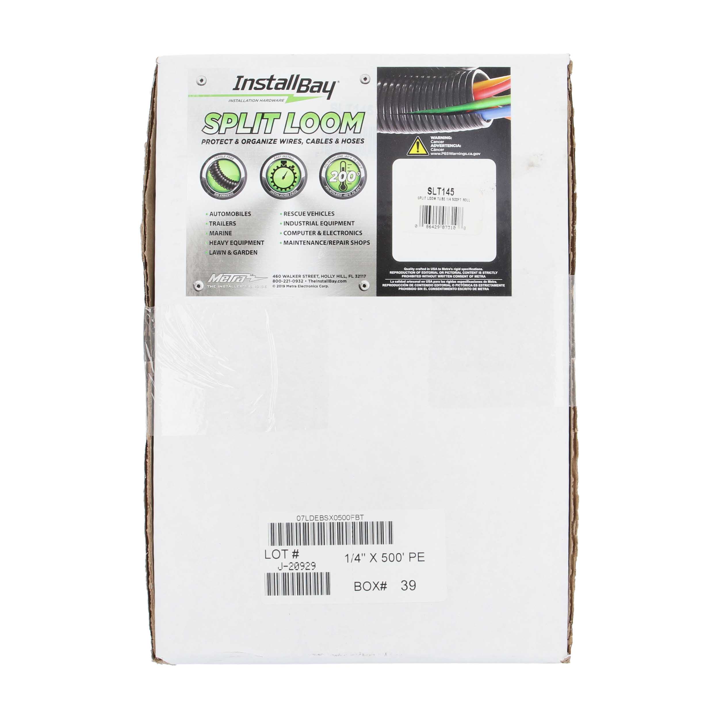 Split Loom Tubing 1/4 Inch Diameter 500 Ft Dispenser Box