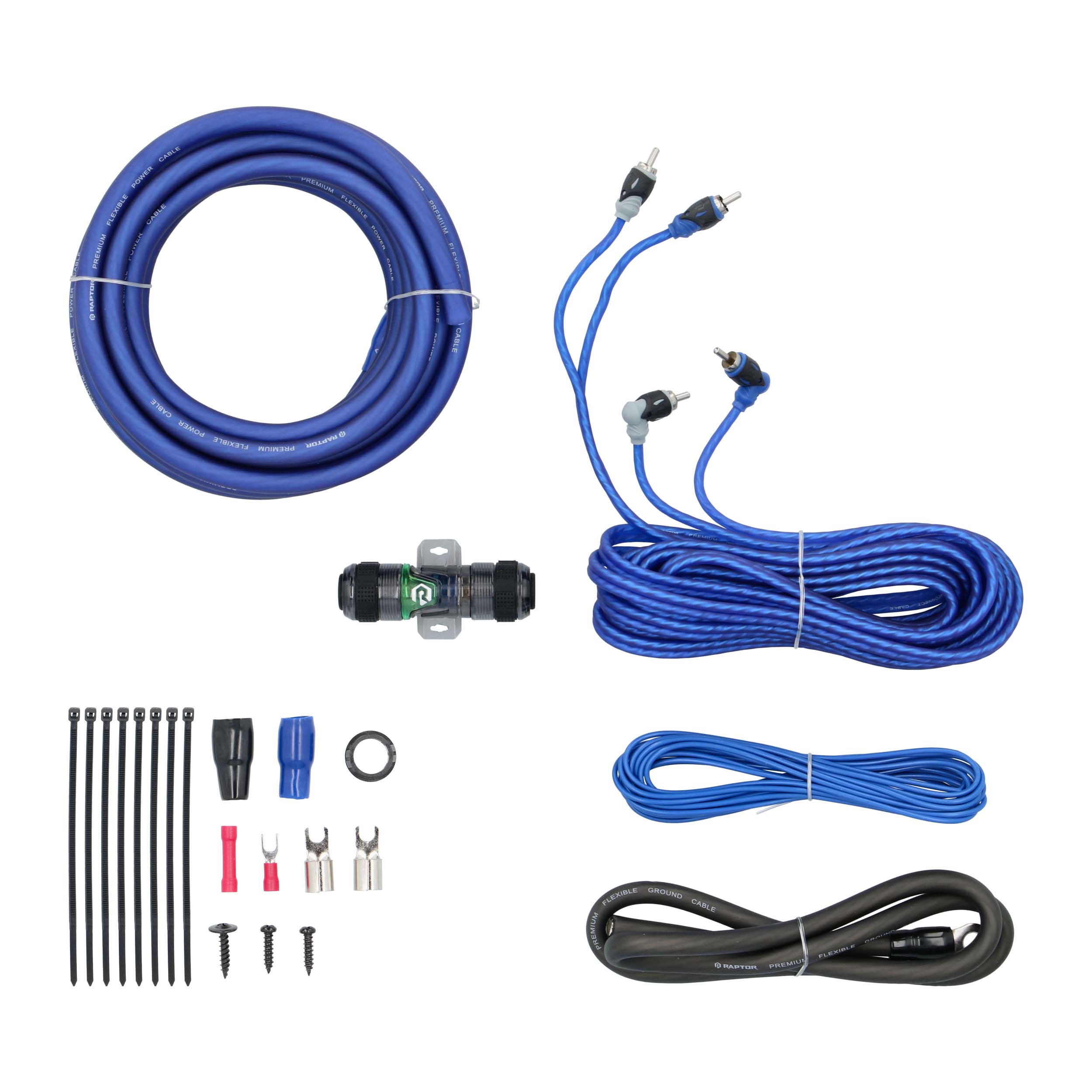 RAPTOR CCA 950W 4 AWG Amp Kit with RCA Cable - Mid Series