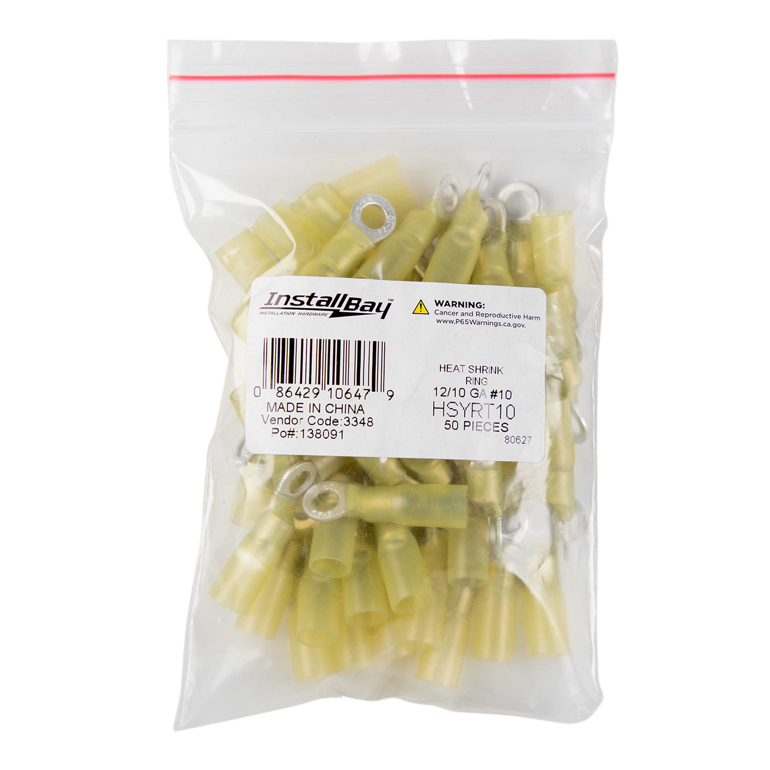 Heat Shrink Yellow Ring Terminal 12-10 Gauge #10