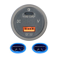 Type C + USB 3.0 4X Charge + Voltmeter Flush Mount - Retail