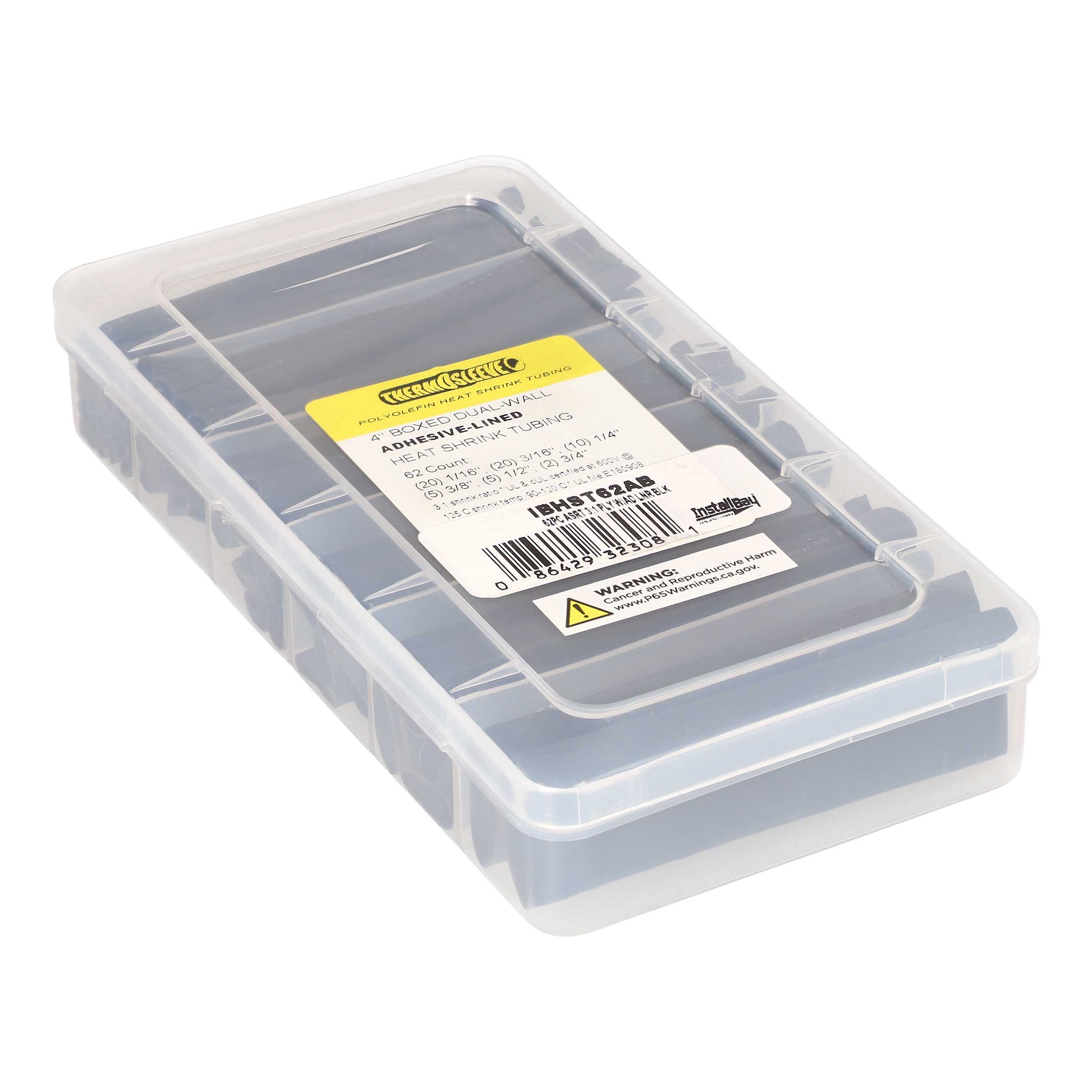 62 Pc Dual Wall Heat Shrink Tubing Kit - 4in Assorted 3:1 Bl