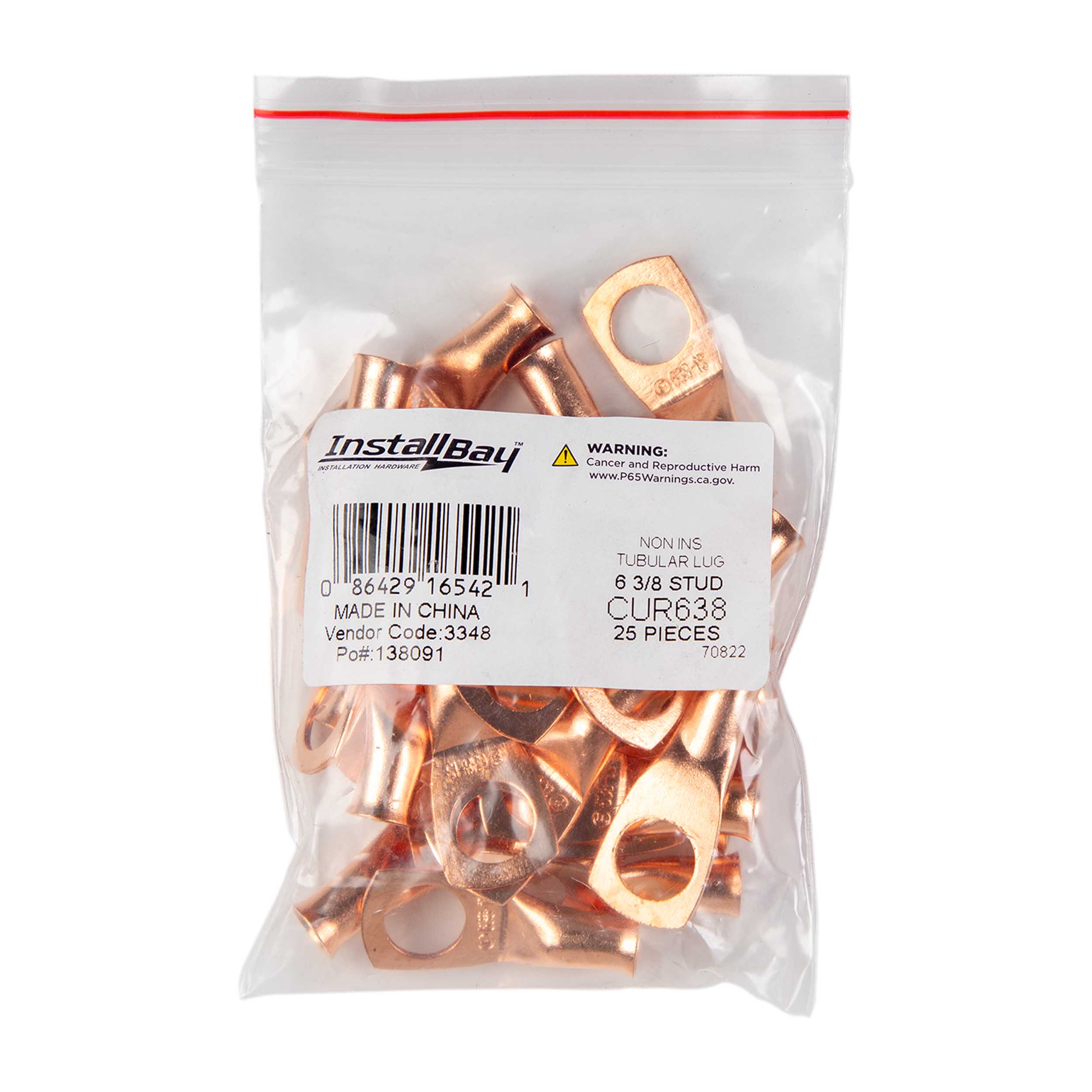 Copper Uninsulated Ring Terminal 6 Gauge 3/8 inch