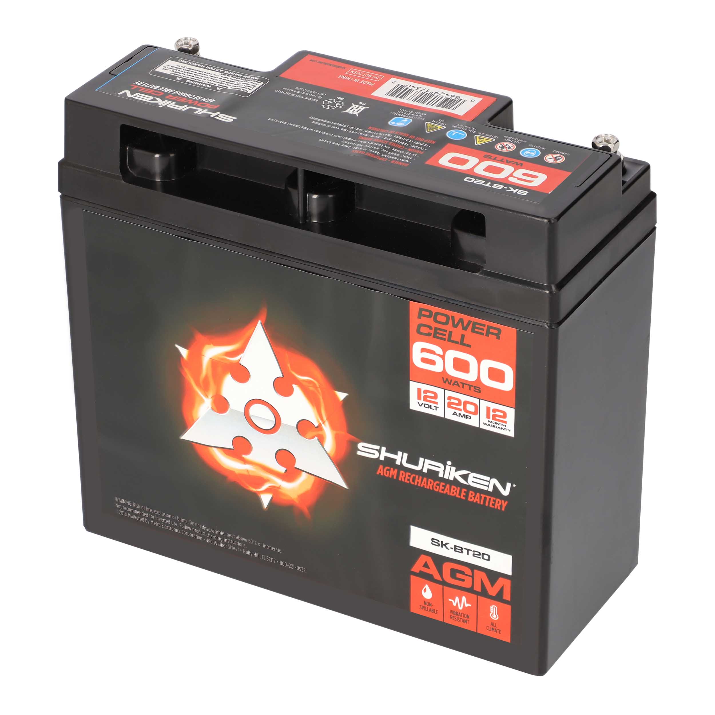 600W 20AMP Hours Compact Size AGM 12V Battery