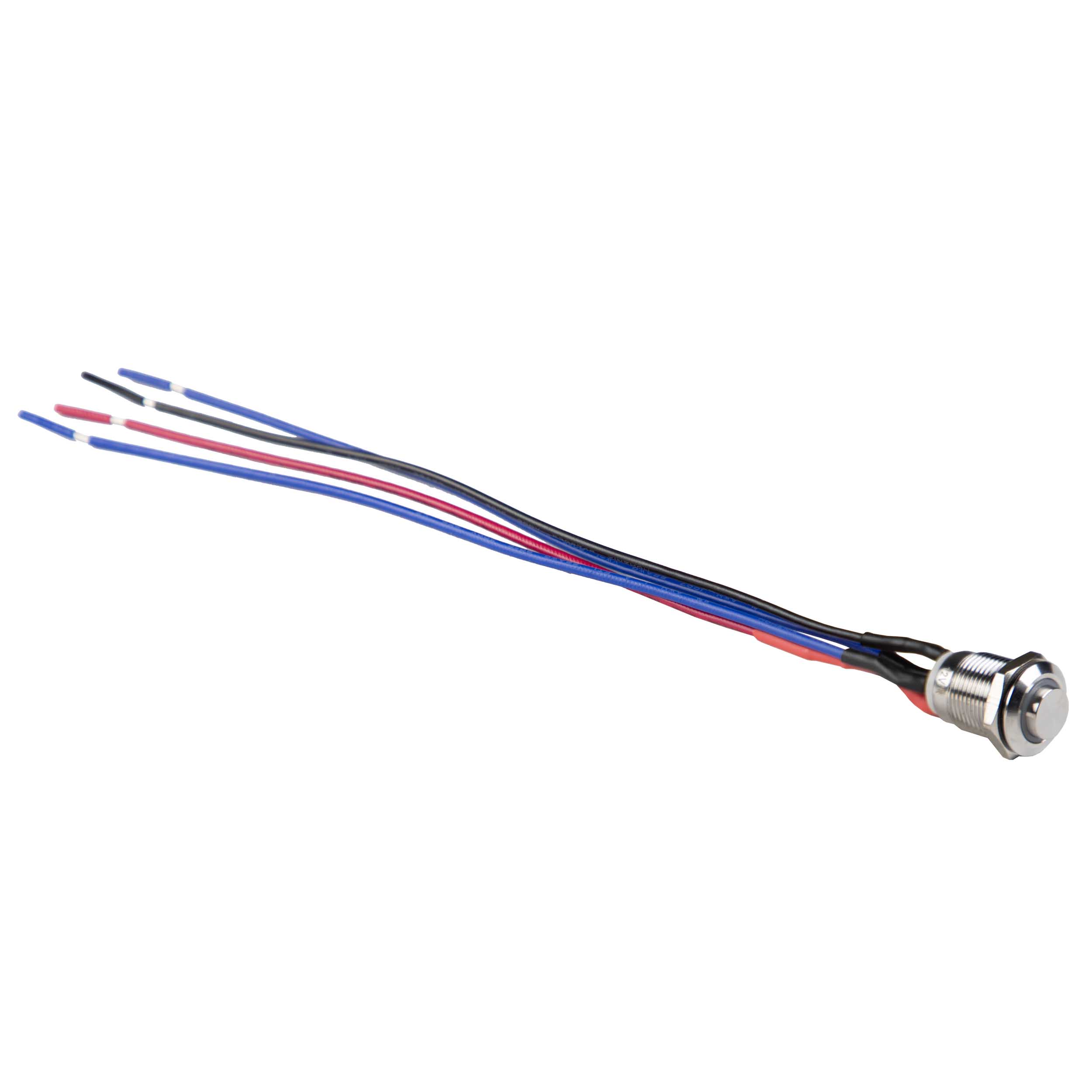 Silver 12MM Round Illuminated Momentary Switches - White