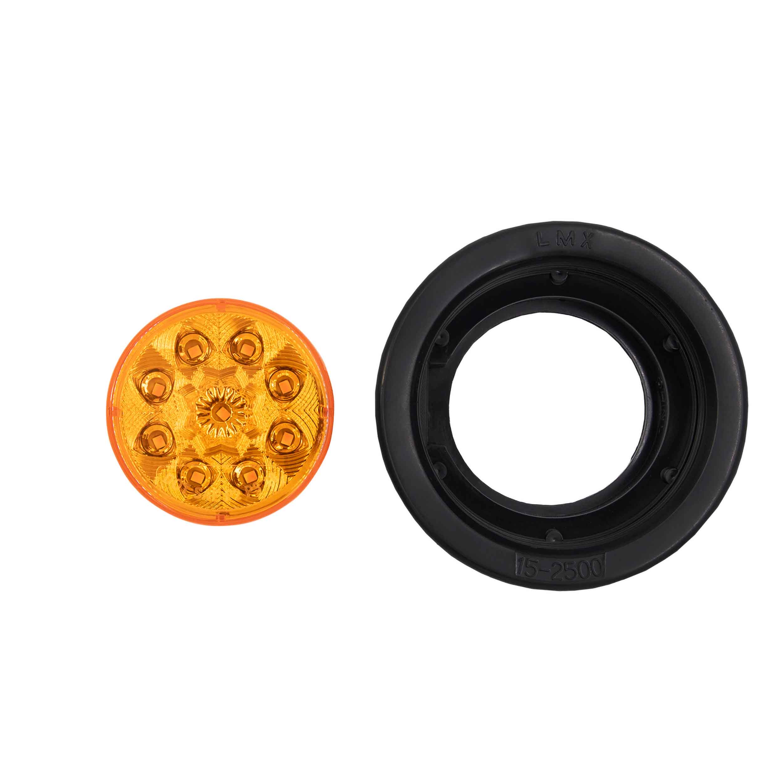 Round Amber Marker/Clearance Light with Grommet - 2.5 Inch,