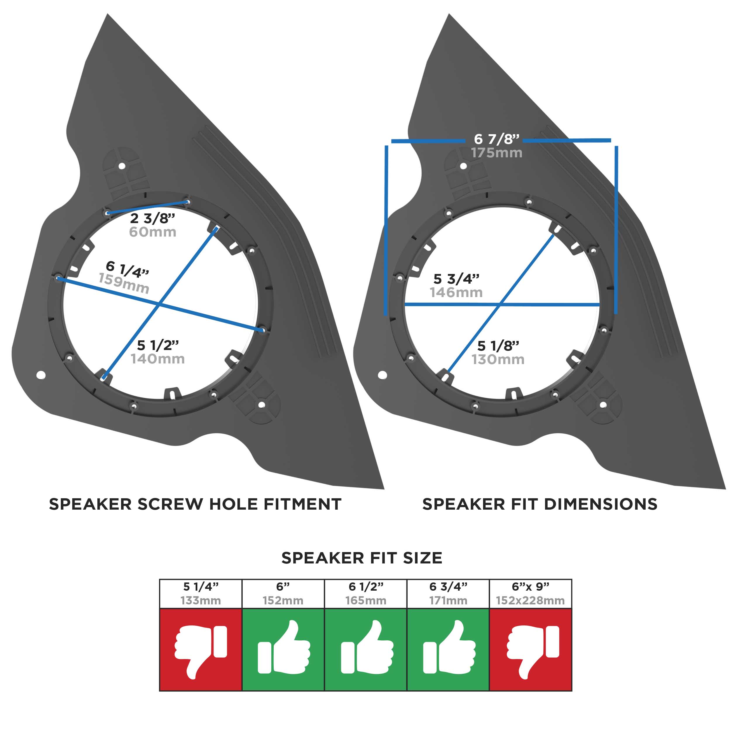 GM Small SUV 2002-2009 - 6" to 6.75" (Rear Door)