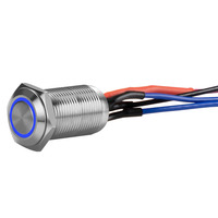 Silver 12MM Round Illuminated Latching Switch Blue Qty 2