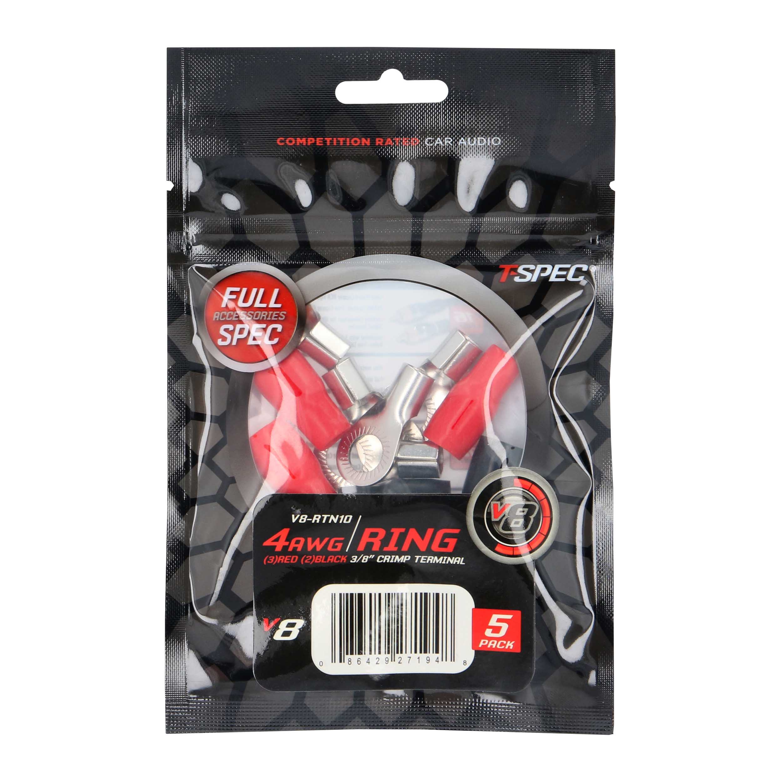 V8 Ring Terminal | 4 AWG | 3/8 in. | 5 Pack
