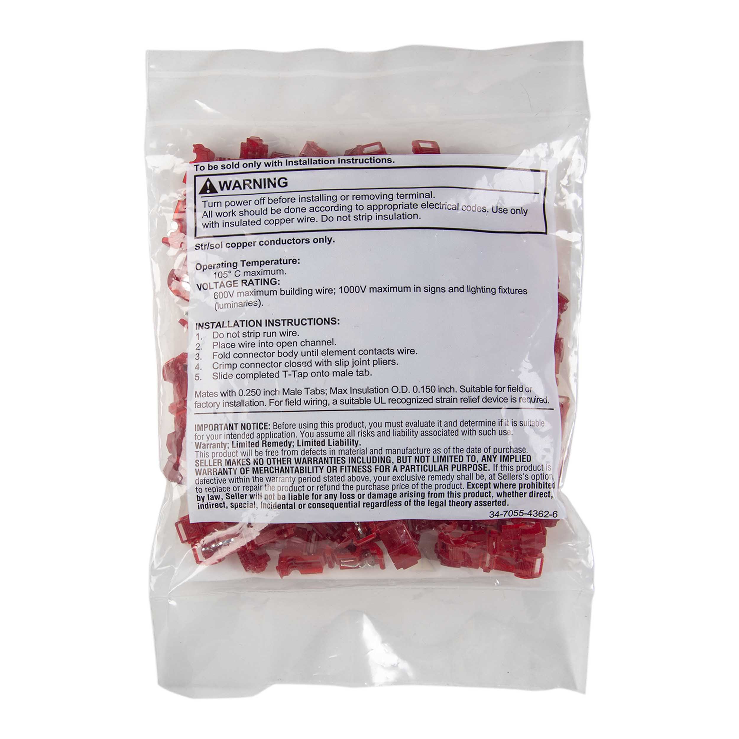 3M™ Red T-Tap 22-18 Gauge  Package of 100