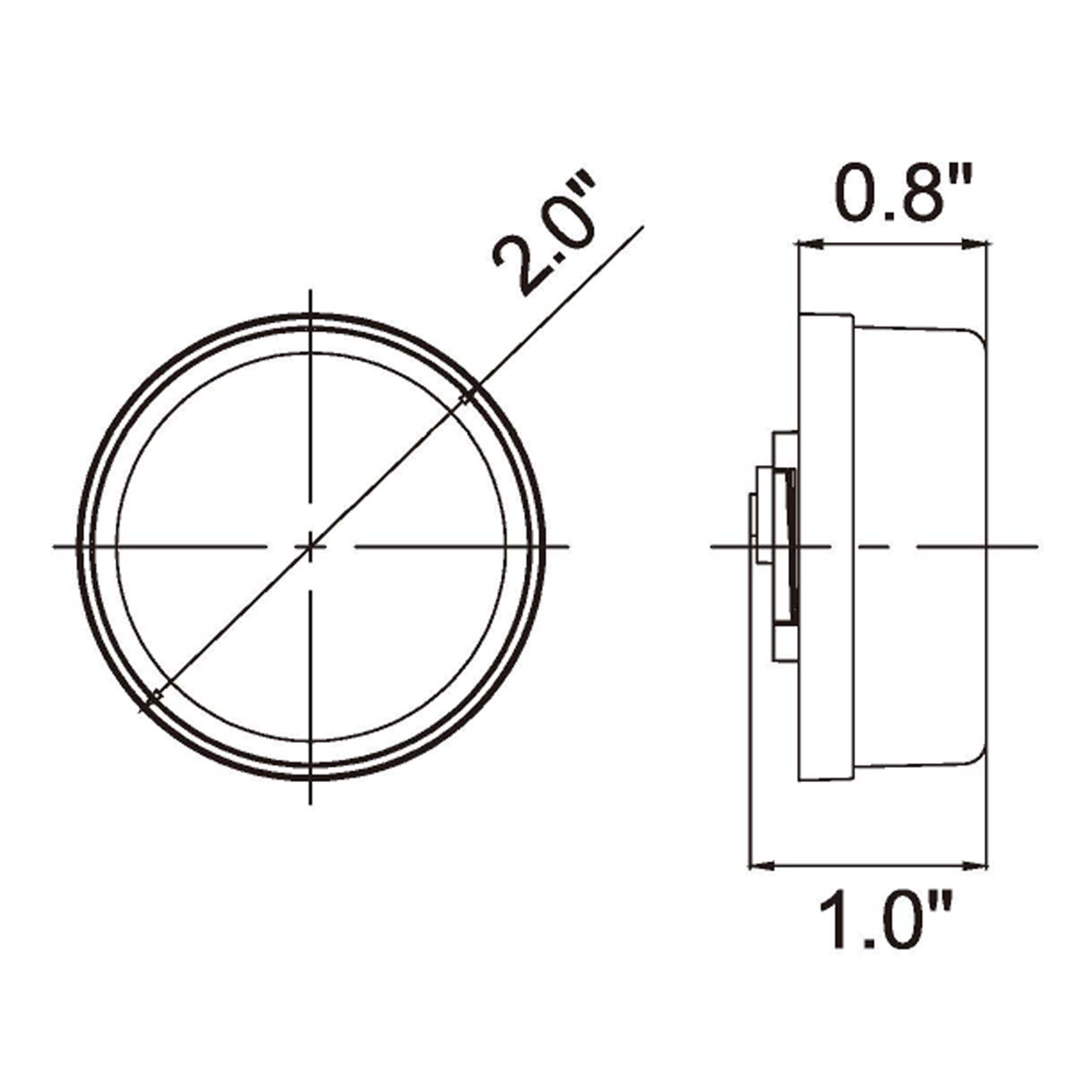 Round Red Marker/Clearance Light - 2 Inch, 6 LED