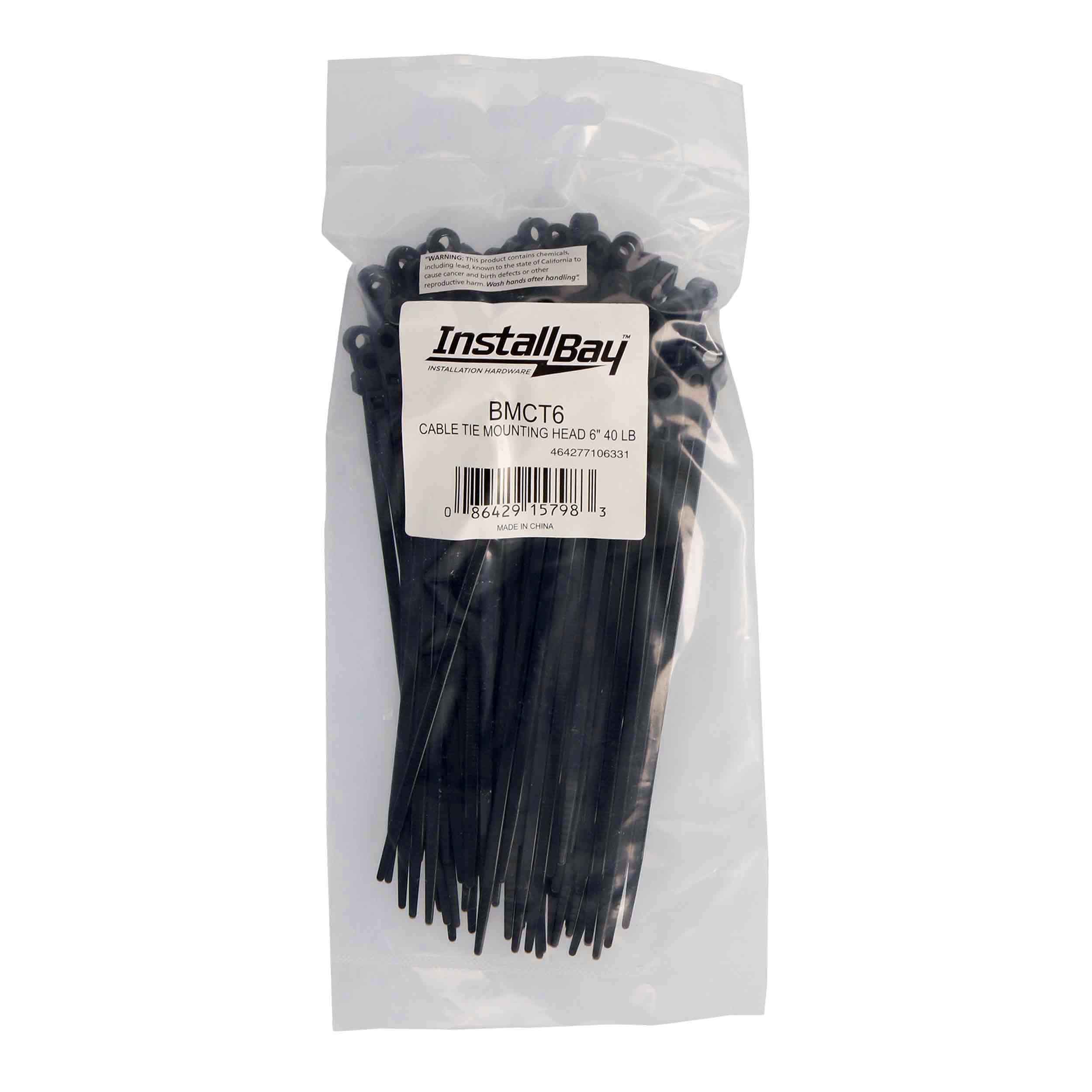 Mounting Hole Cable Tie -  6 inch 40 lb - Package of 100