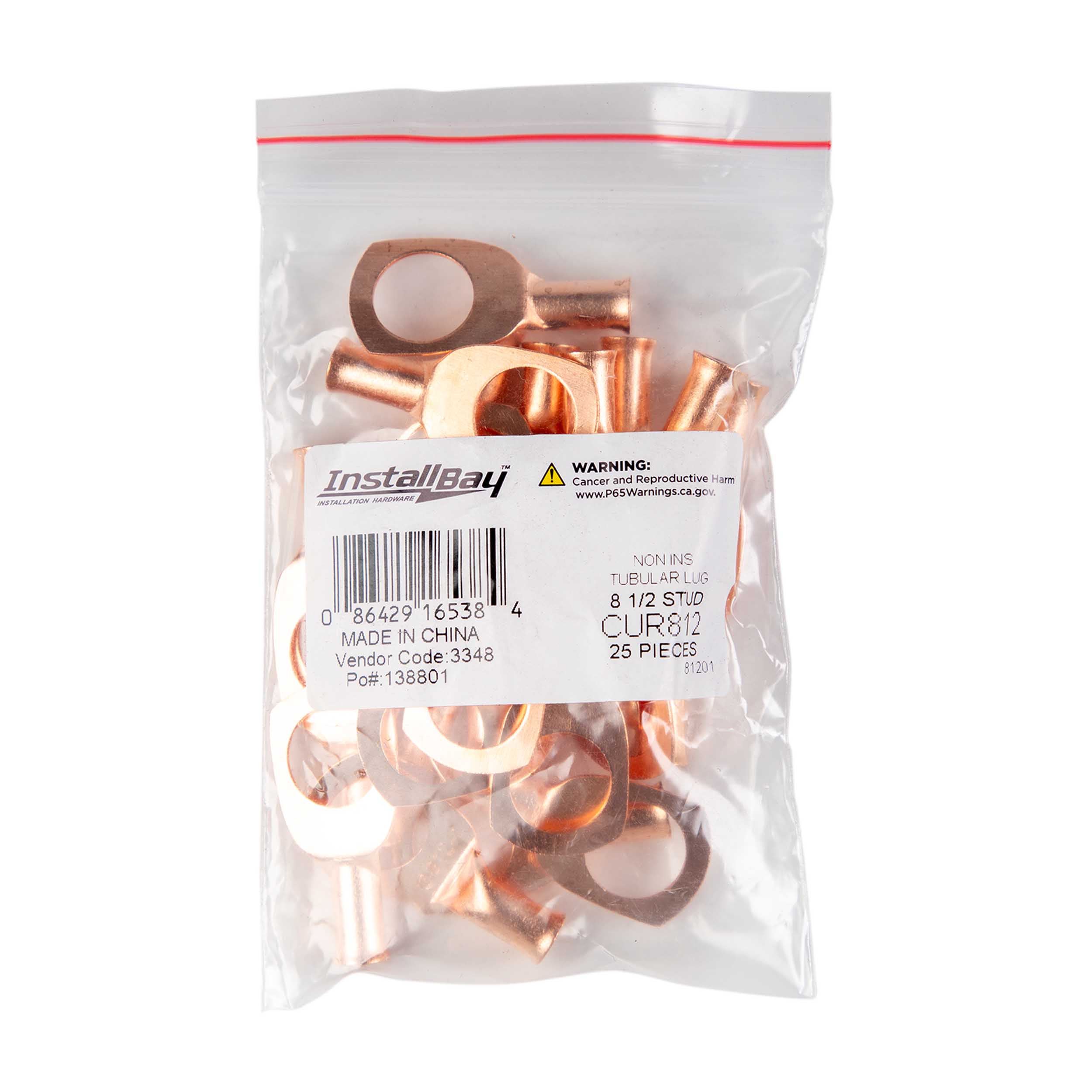 Copper Uninsulated Ring Terminal 8 Gauge 1/2 inch