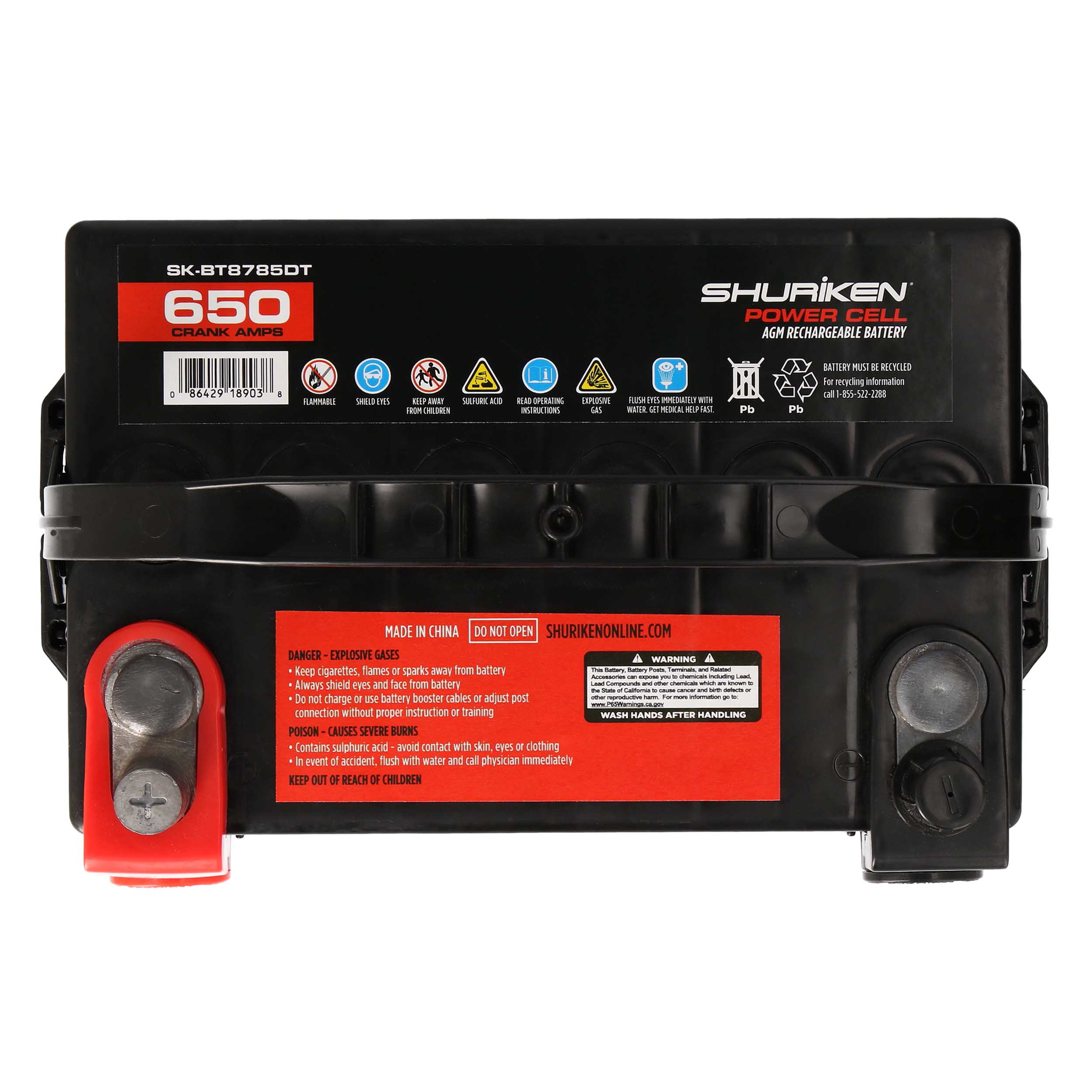 650W 55AMP Compact Dual Post AGM Battery