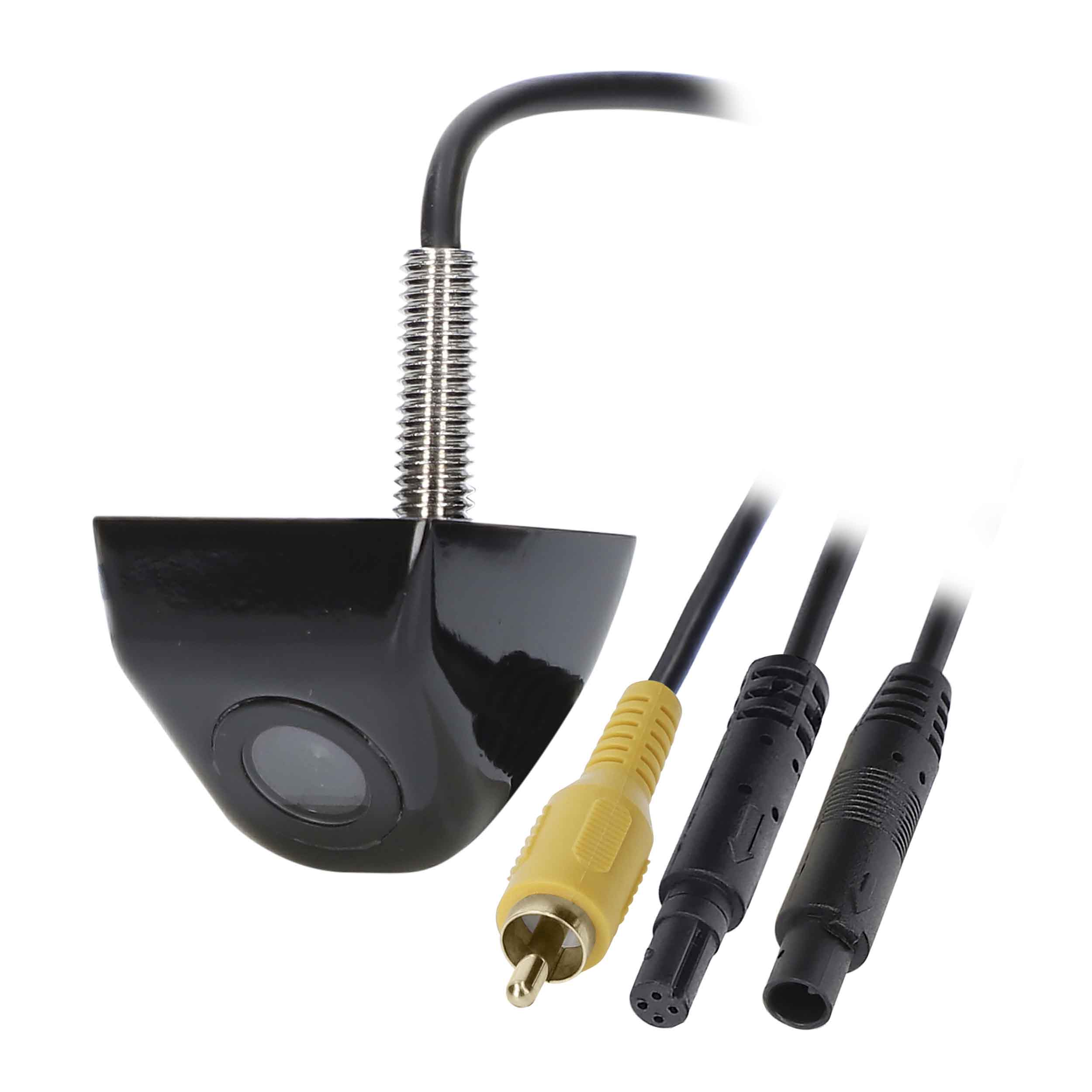 Above License Plate Backup Camera with Black Gloss Metal Hou