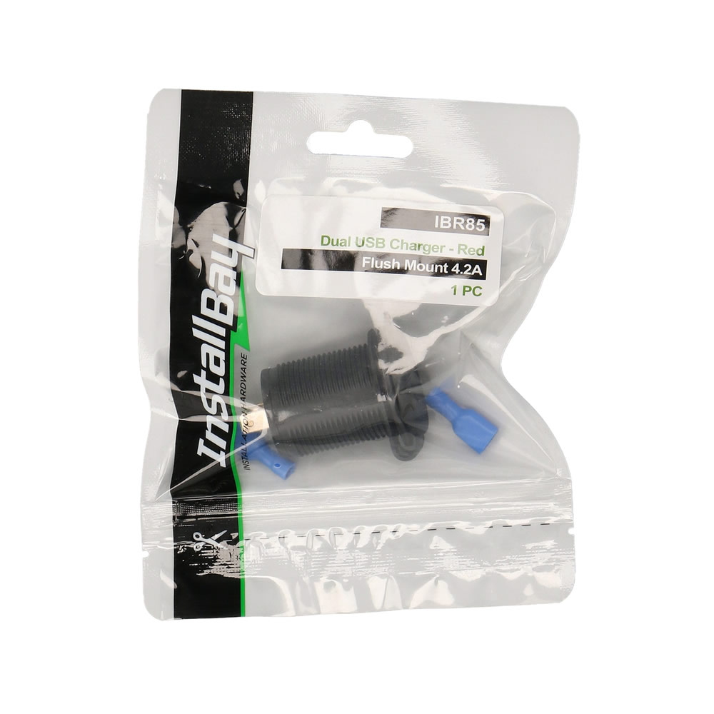 Dual USB Charger 4.2 Amp Flush Mount - Red - Retail Pack