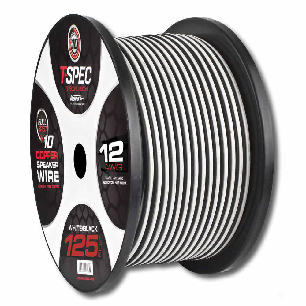 12 AWG 125 FT WHITE/BLACK OFC SPEAKER WIRE - v10 SERIES