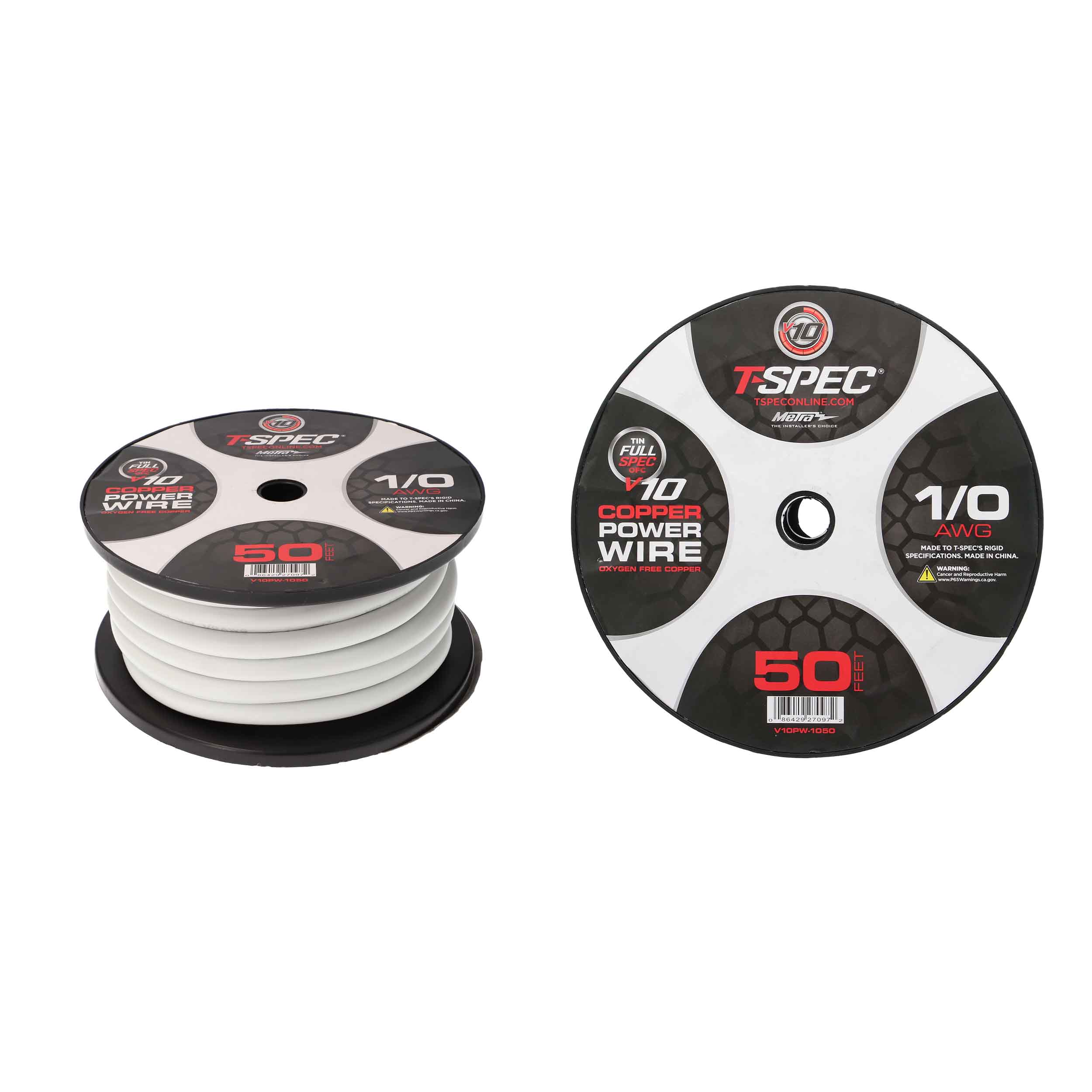 1/0 AWG 50FT MATTE PEARL OFC POWER WIRE - v10 SERIES