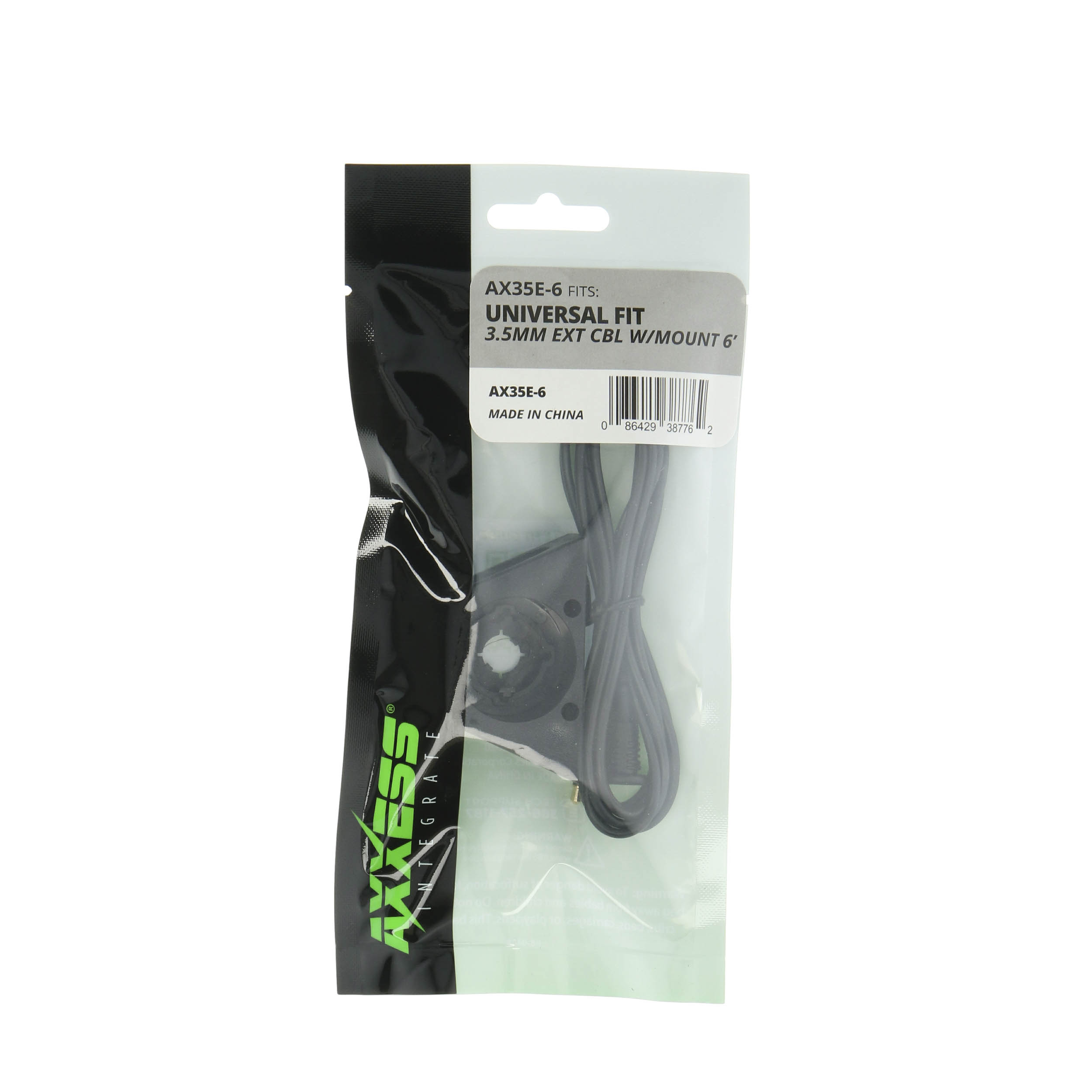 Male 3.5mm cable plug to Female 3.5mm jack with mount