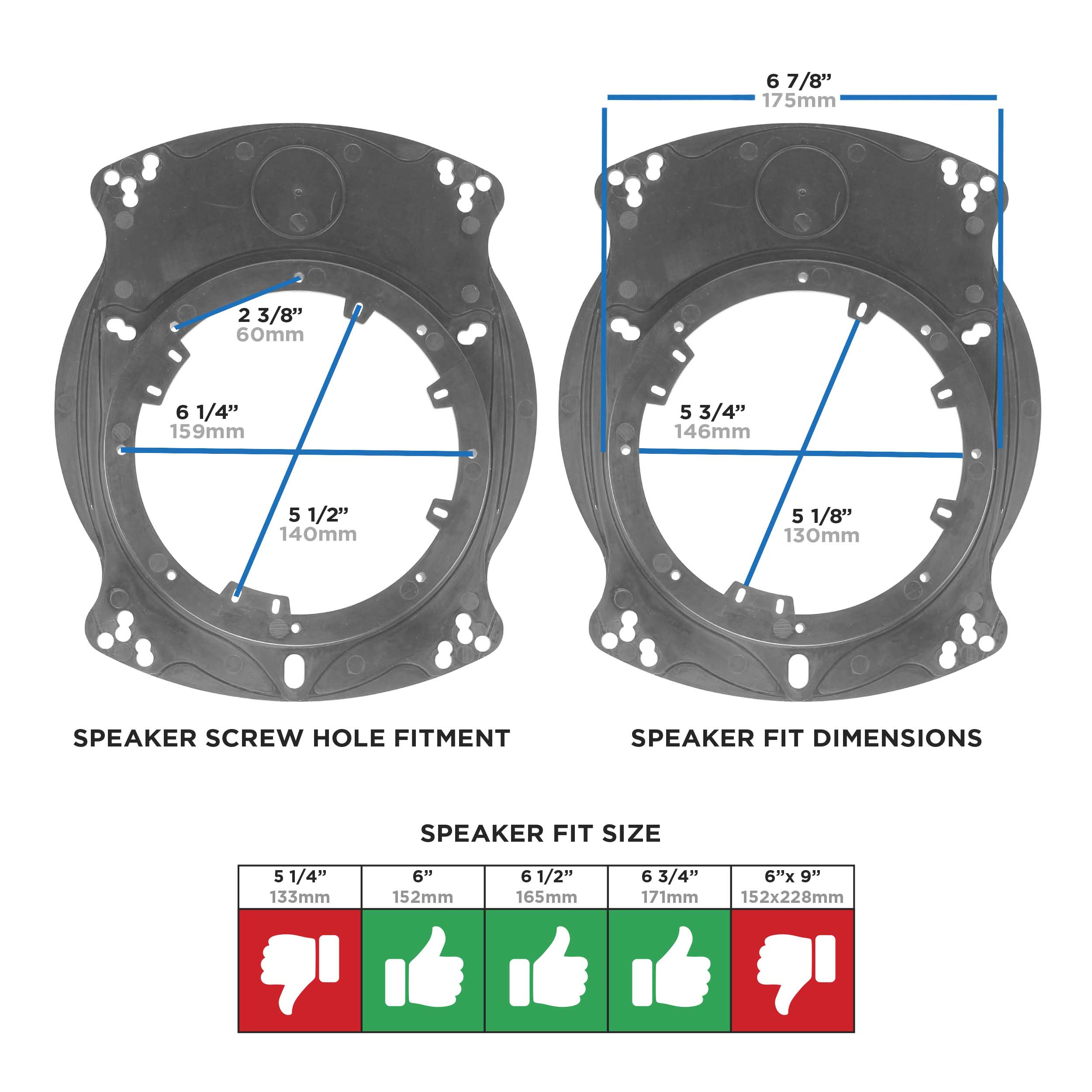 Universal  Speaker Adapter - 6 to 6.75 inch - circle/oval