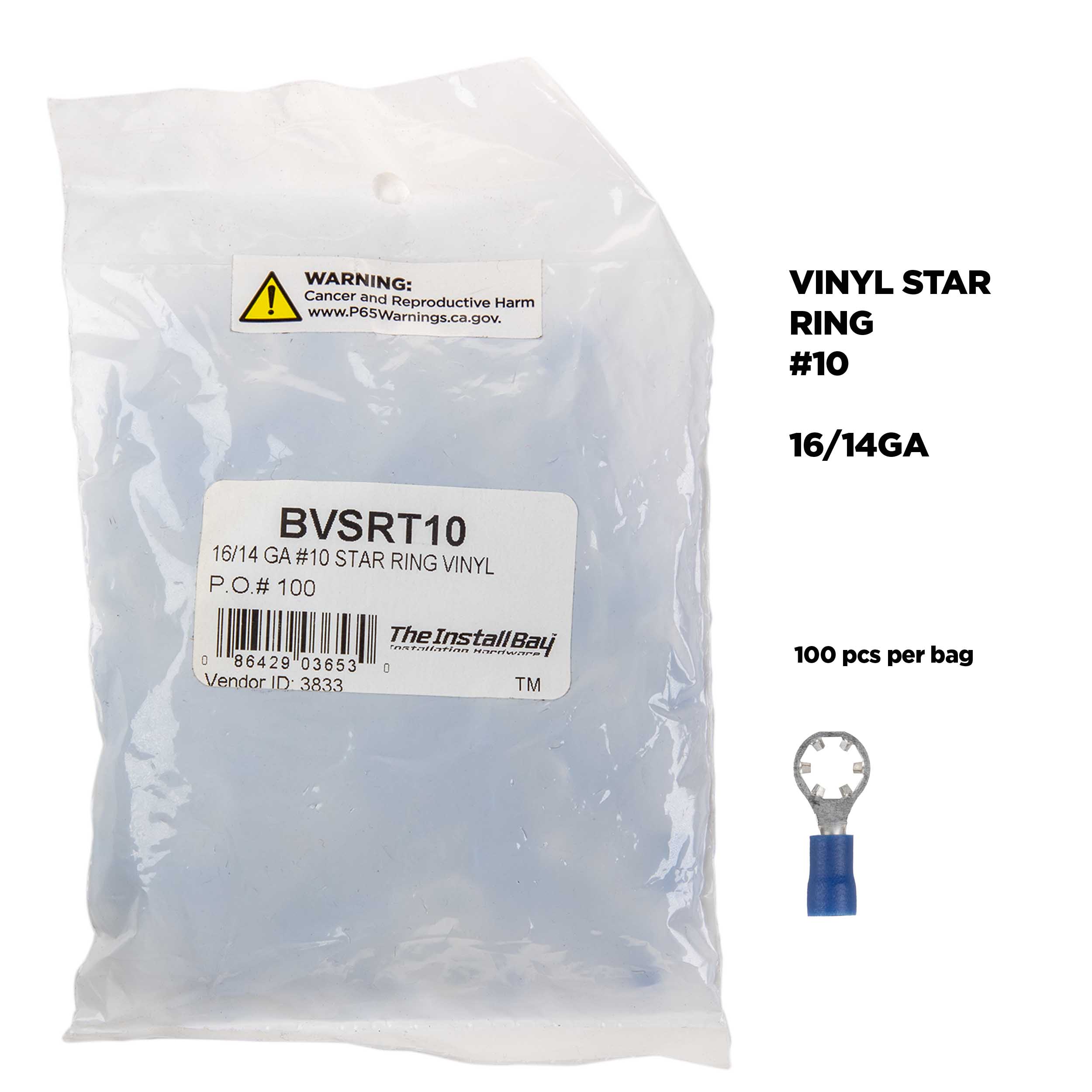 BLUE #10 STAR RING TERMINAL 16-14  Pack of 100