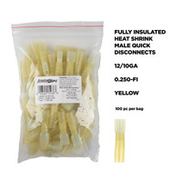 Heat Shrink Yellow Male Quick Disconnects 12-10 Gauge .250