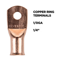 Copper Uninsulated Ring Terminal 1/0 Gauge 1/4 inch