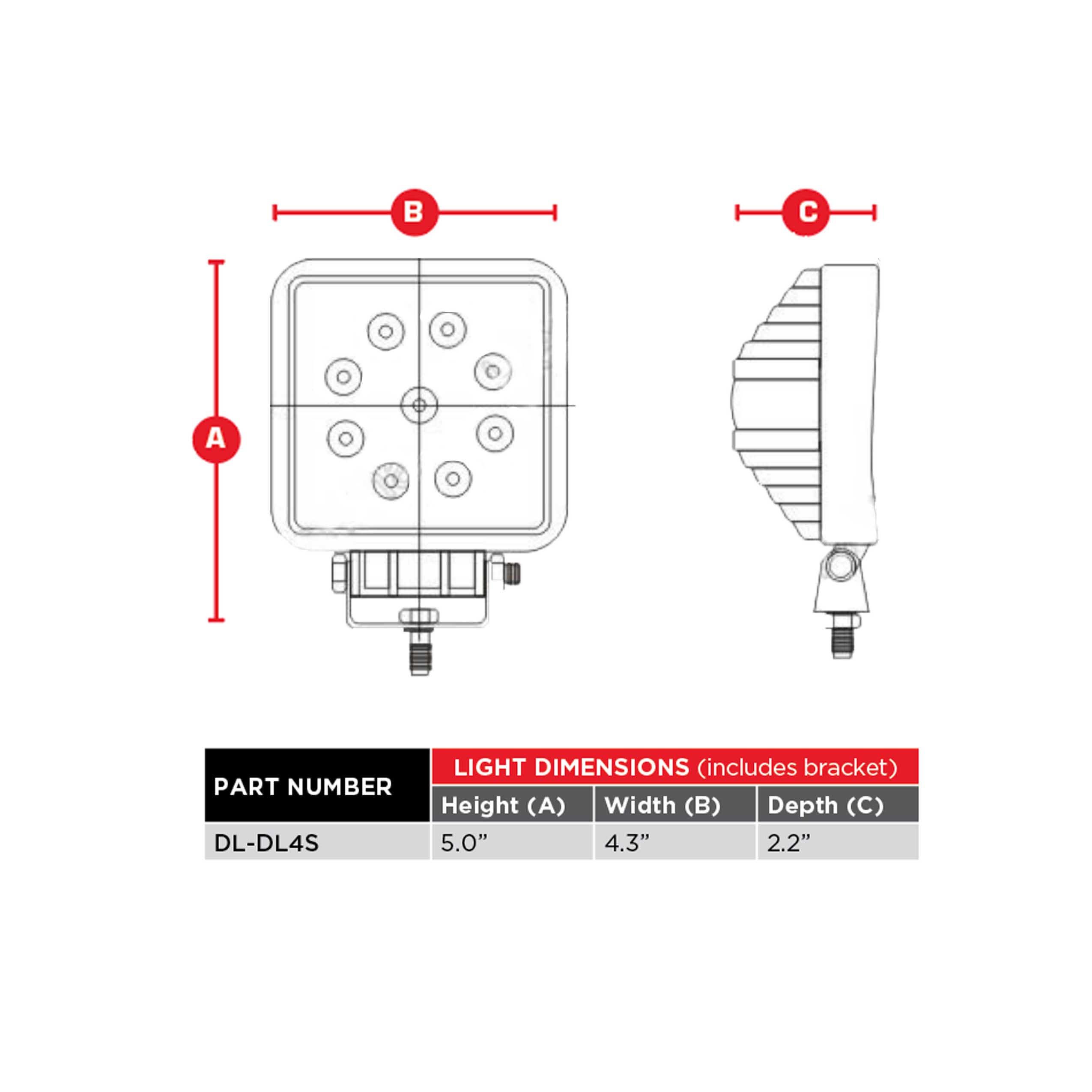 Daytona Lights Square Driving Lights - 9 LED (2PK)