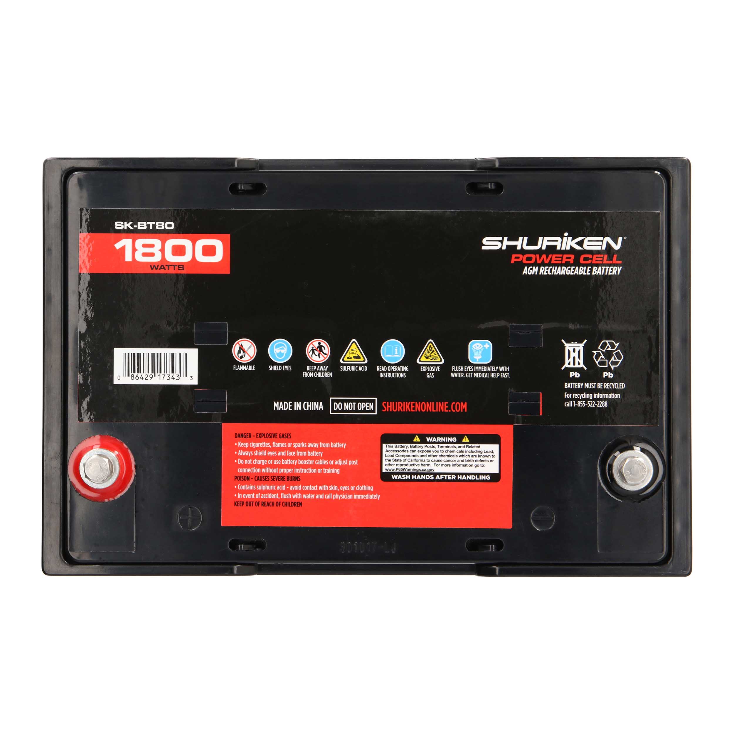 1800W 80AMP Hours Large Size AGM 12V Battery