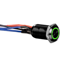 Black 12MM Round Illuminated Latching Switch Green Qty 2