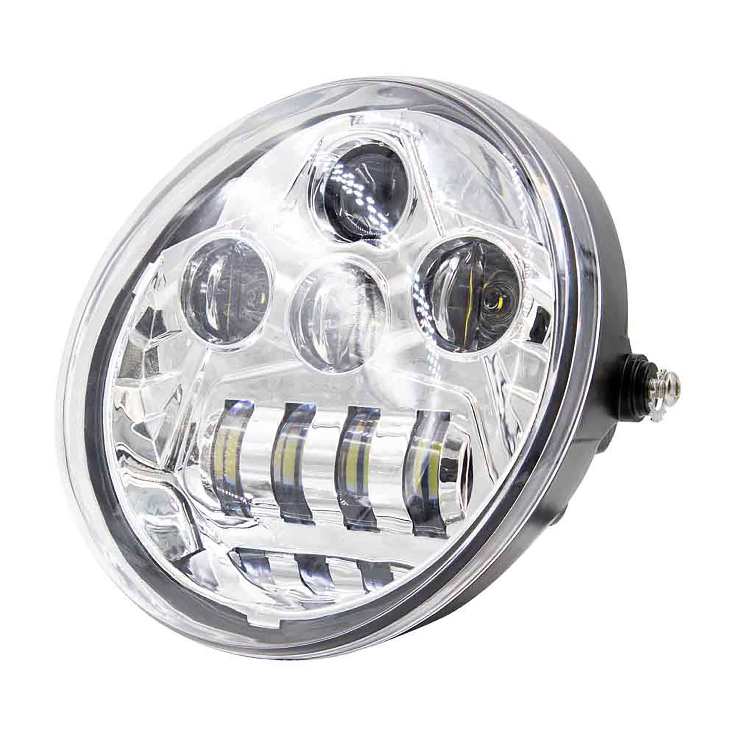 7 In 8 LED Oblong Oval Motorcycle Light - Chrome Front Face