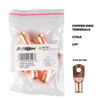 Copper Uninsulated Ring Terminal 1/0 Gauge 1/4 inch