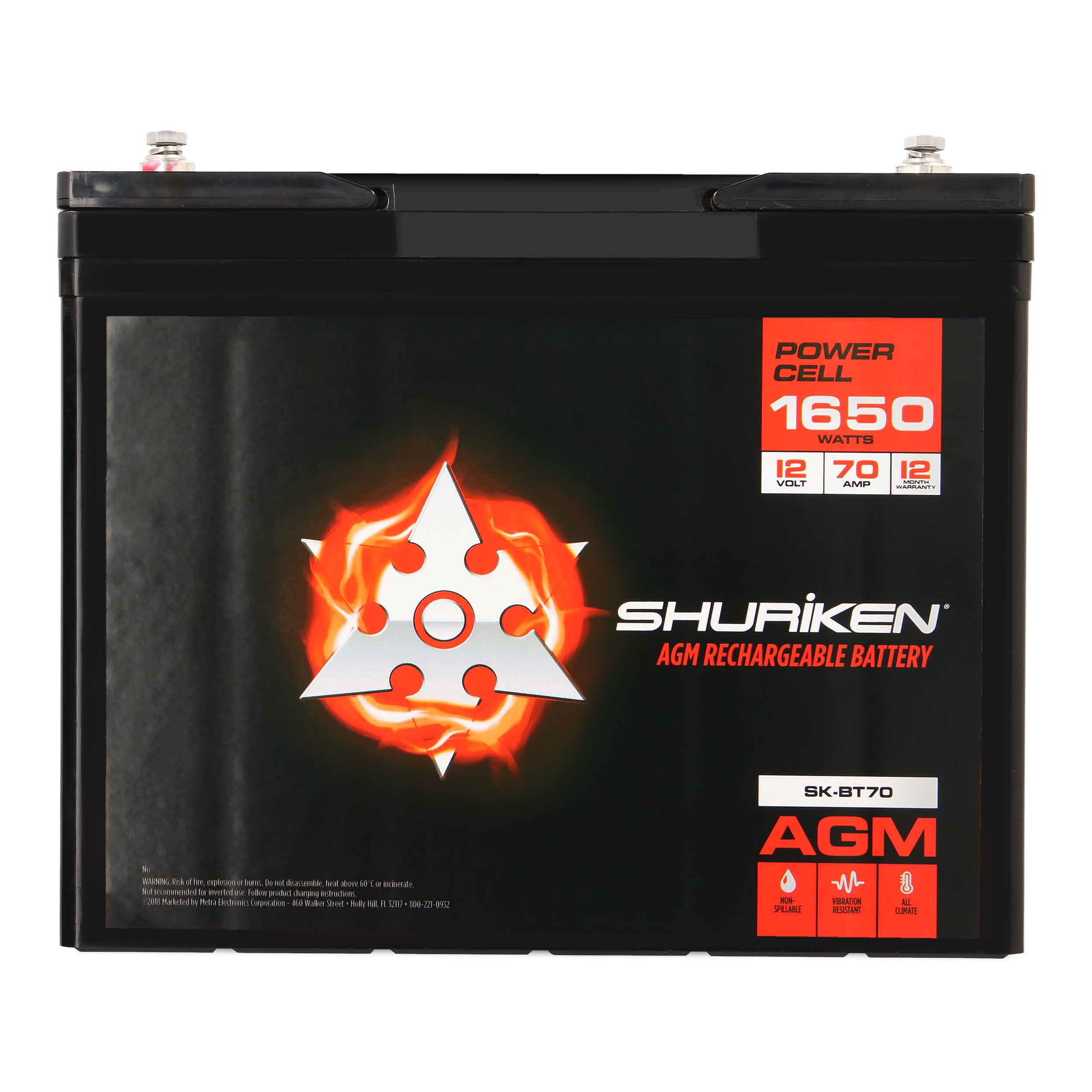 1650W 70AMP Hours Full Size AGM 12V Battery