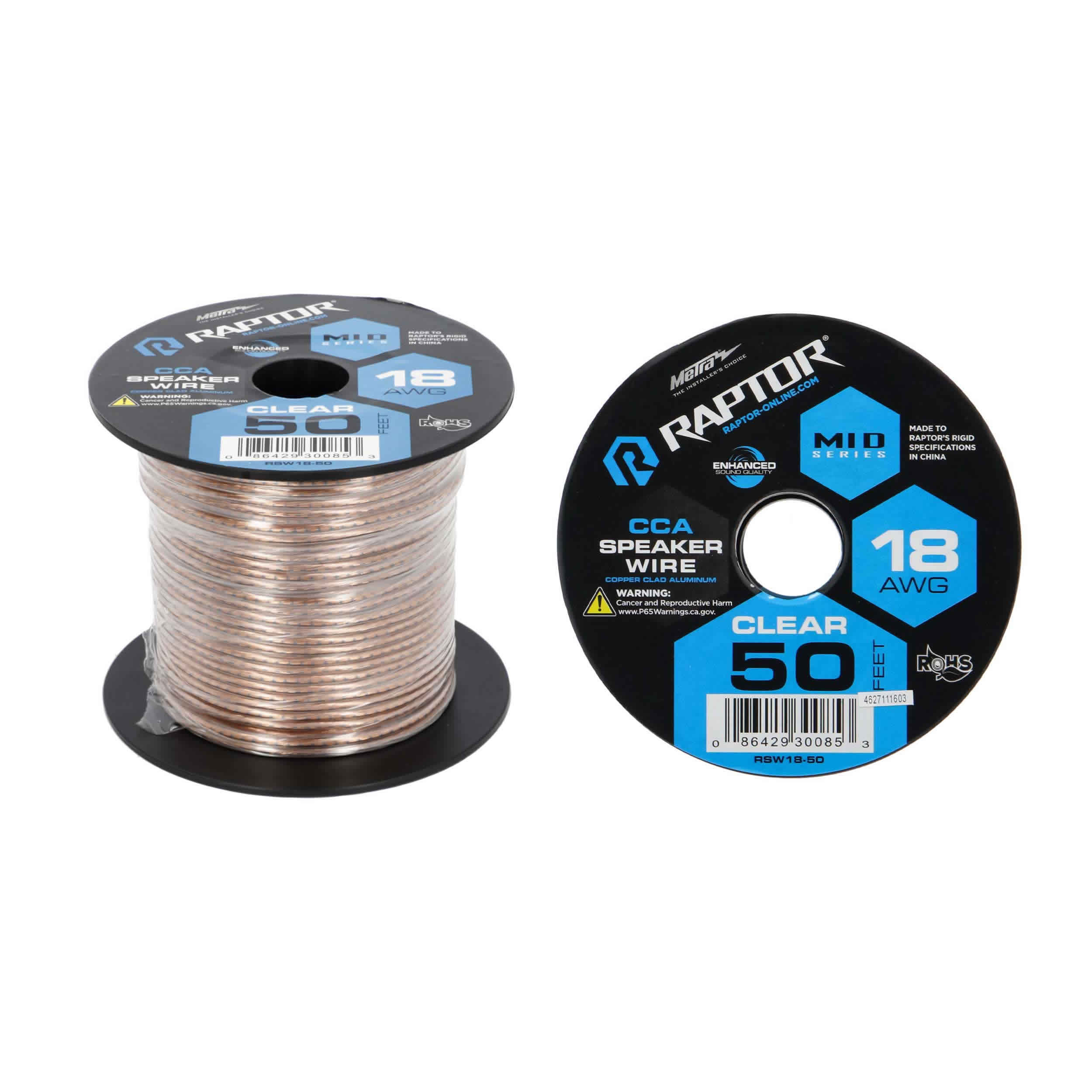 Speaker Wire 18GA CLEAR CCA 50FT - Vice Series