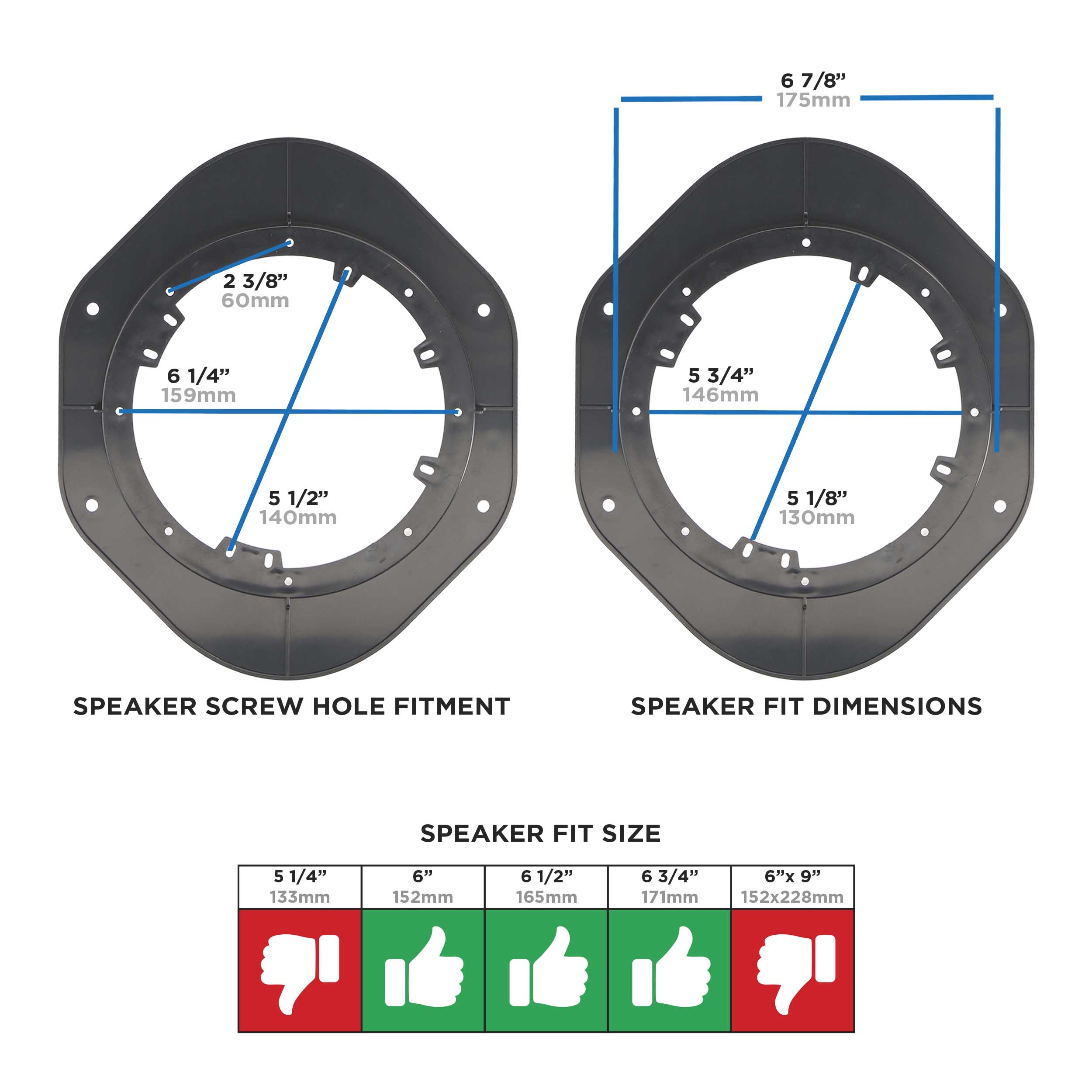 F-150 15-Up Front Speaker Plate 6.5 Inch - Pair