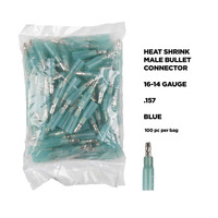 Heat Shrink Blue Male Bullet Connector 16-14 Gauge .157