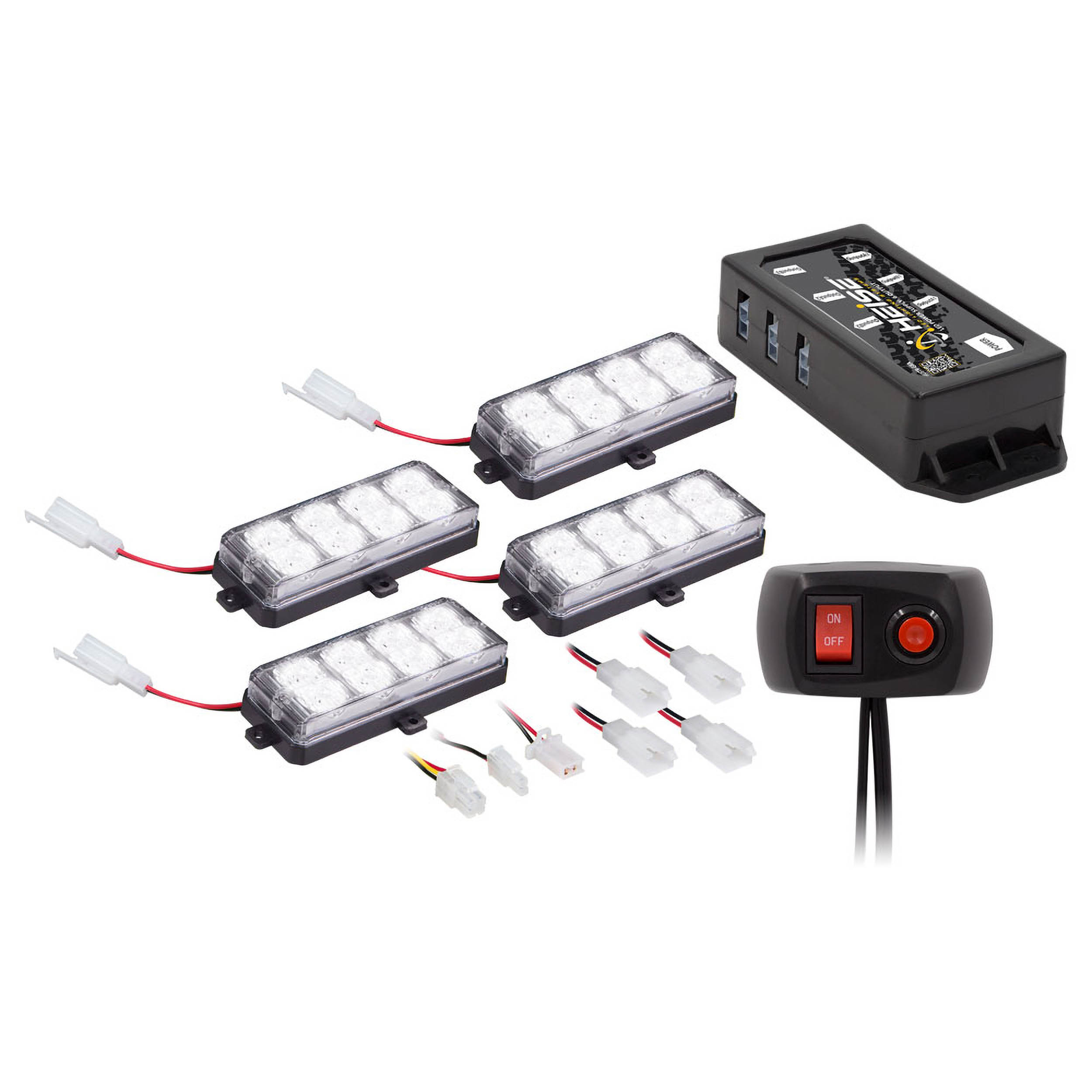 White Grille Strobe Kit - 8 LED, 4-Pack