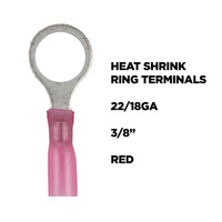 Heat Shrink Red Ring Terminal 22-18 Gauge 3/8 inch