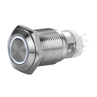 19 MM STAINLESS MOMENTARY SWITCH WITH HARNESS 5A IP67-WHITE