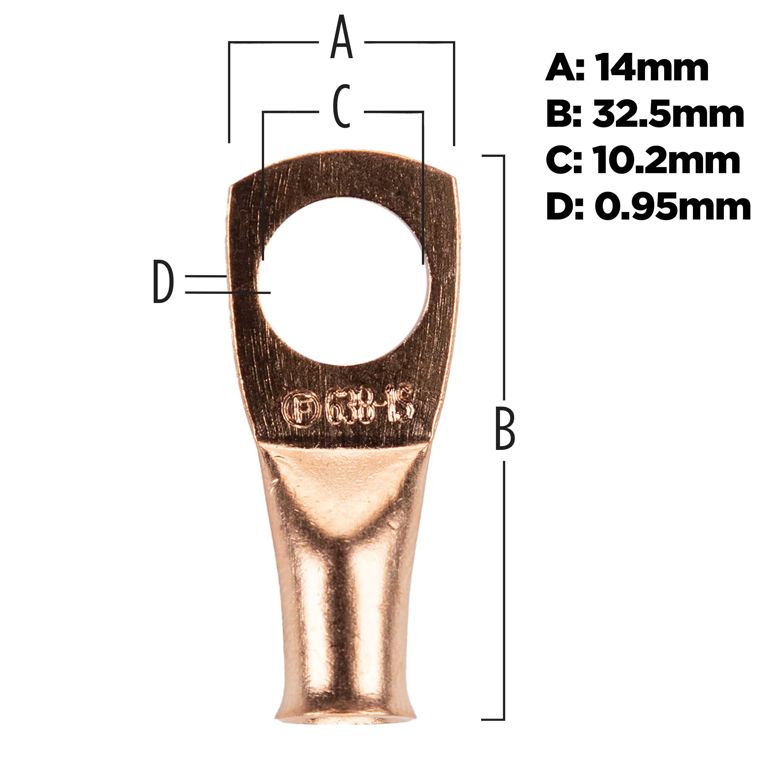 Copper Uninsulated Ring Terminal 6 Gauge 3/8 inch