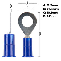3M™ Blue Vinyl Ring Terminal 16-14 Gauge 1/4 inch