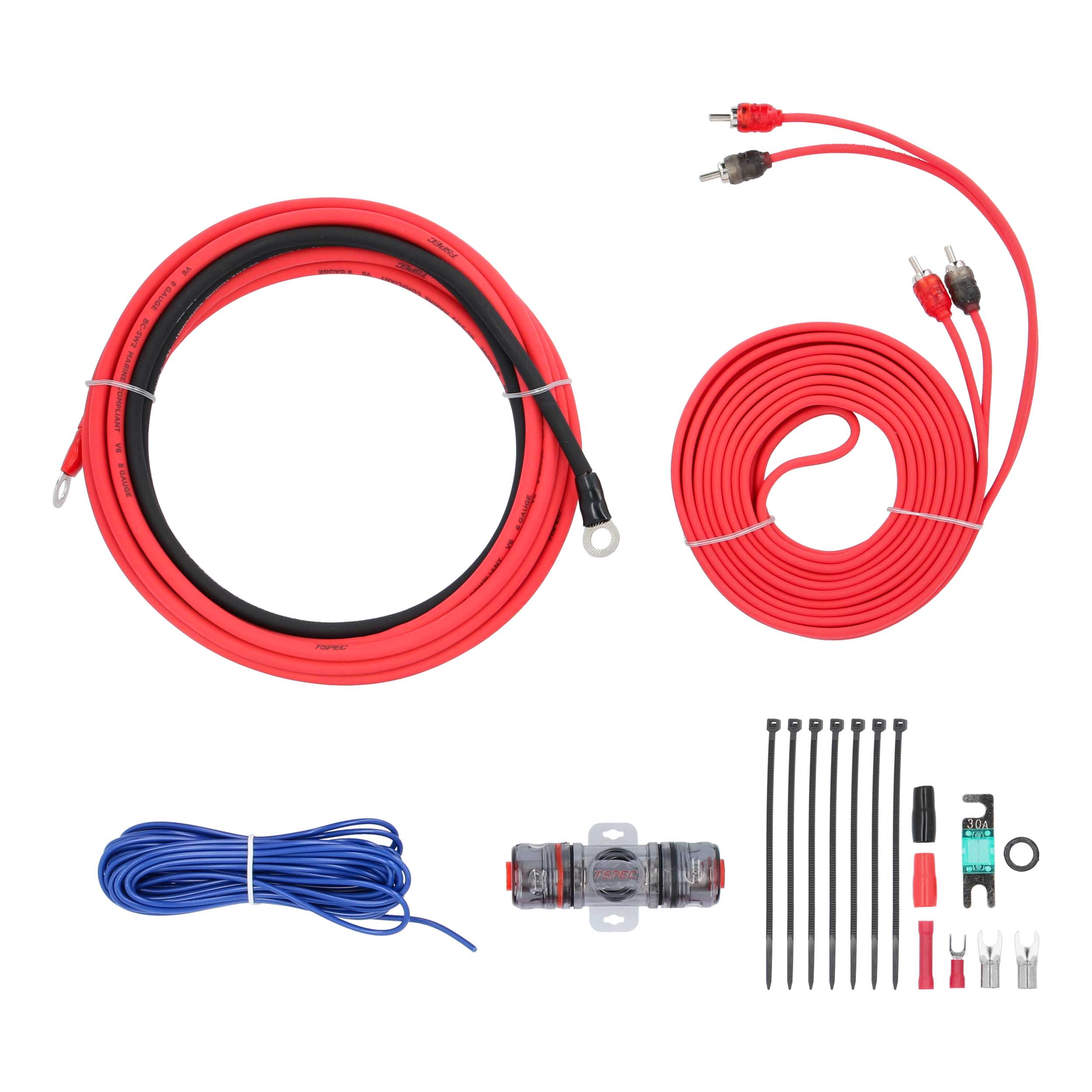 T-SPEC CCA 8 AWG 400W AMP KIT WITH RCA - V6 SERIES