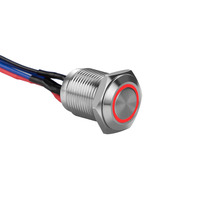 Silver 12MM Round Illuminated Momentary Switches - Red